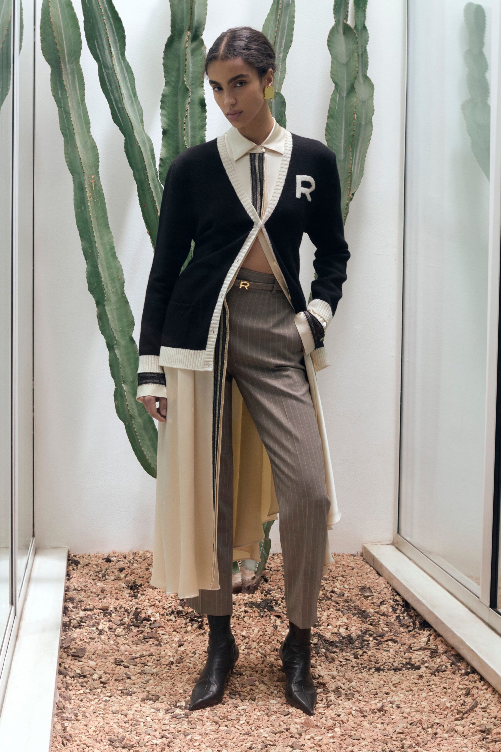 black and white fitted jacket