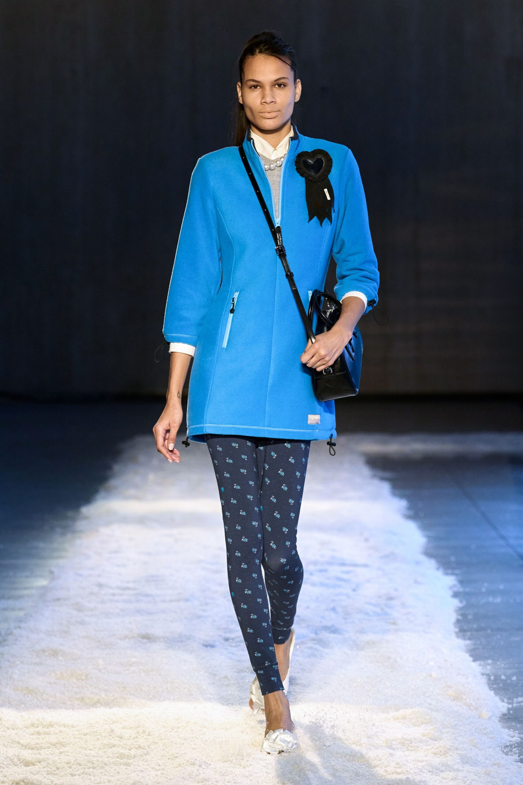 blue cotton fitted printed leggings