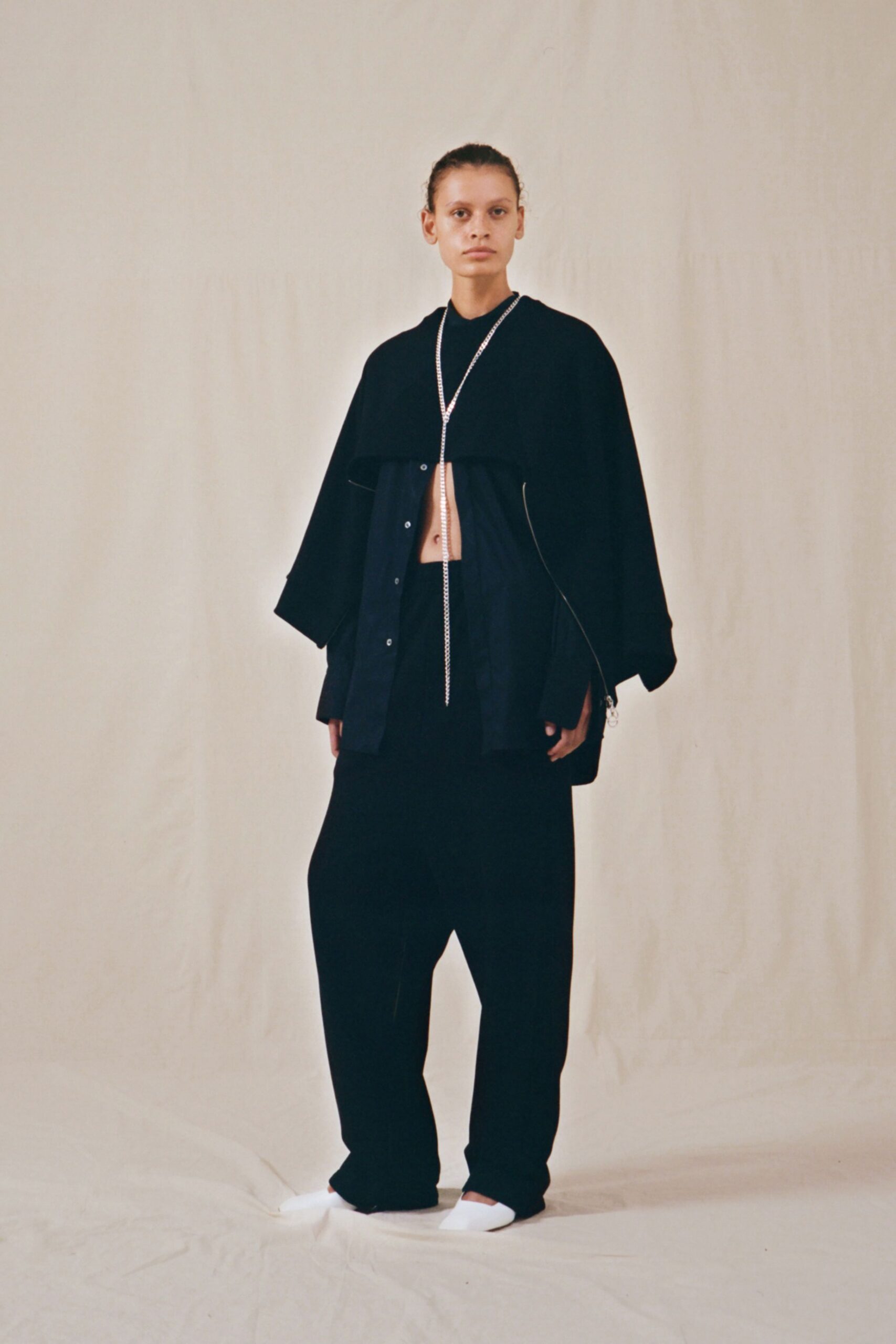 black relaxed top and pants