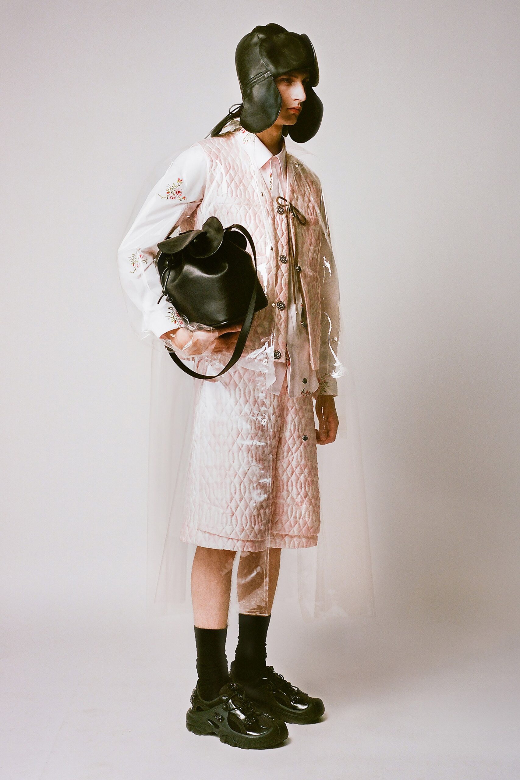 clear vinyl relaxed layered sheer coat