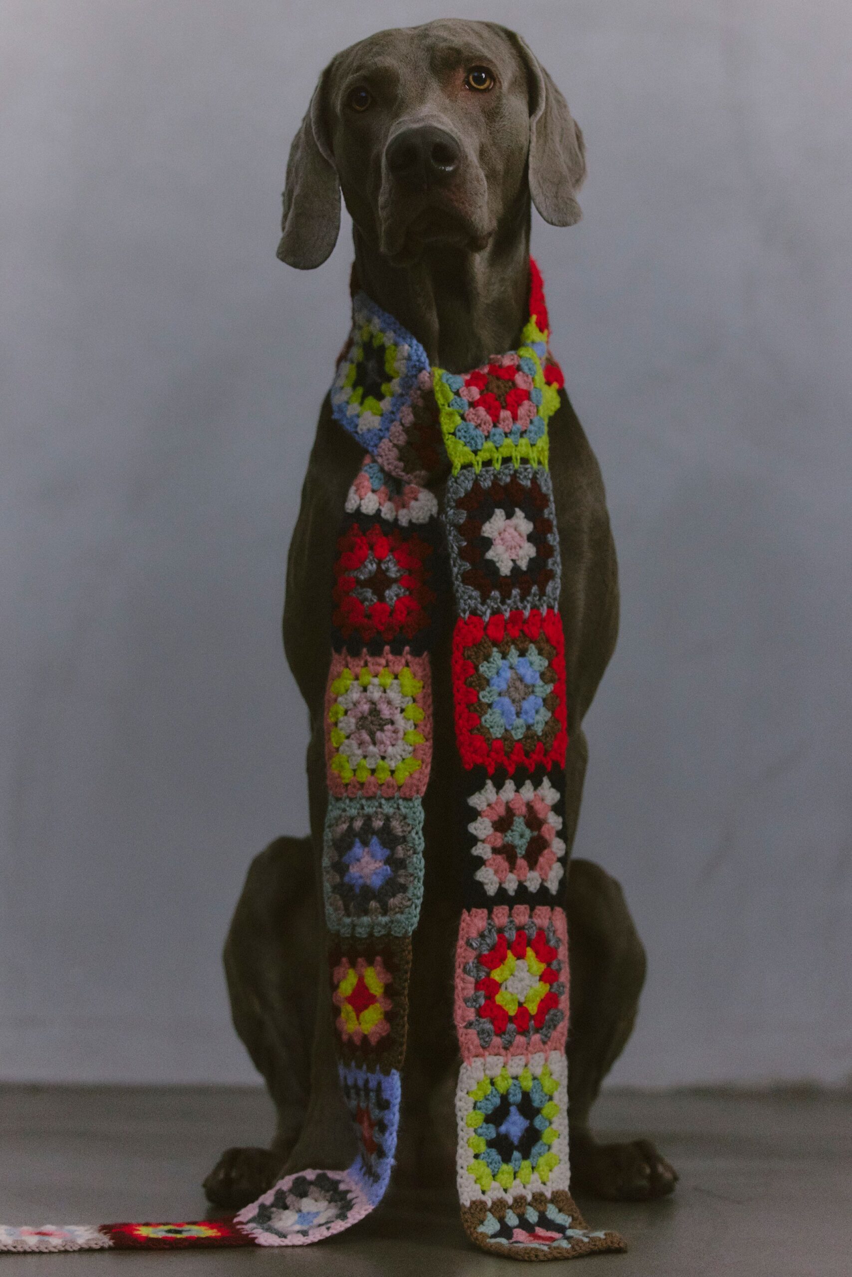 multi-colored crochet scarf