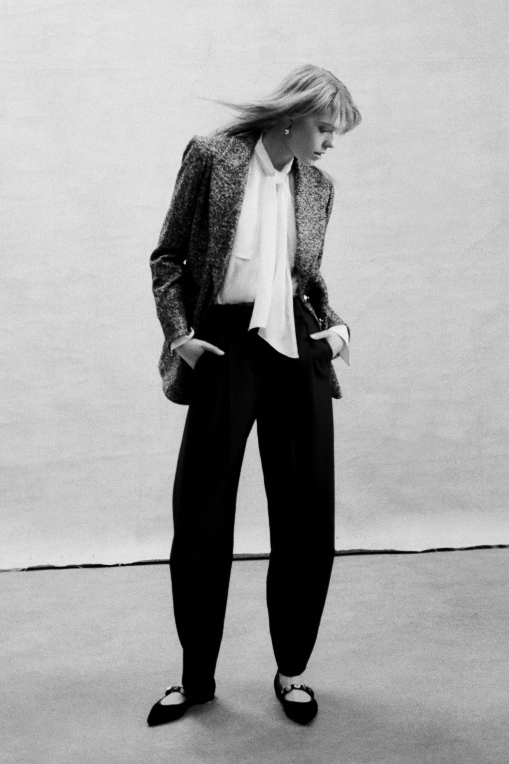 black and white tailored outfit