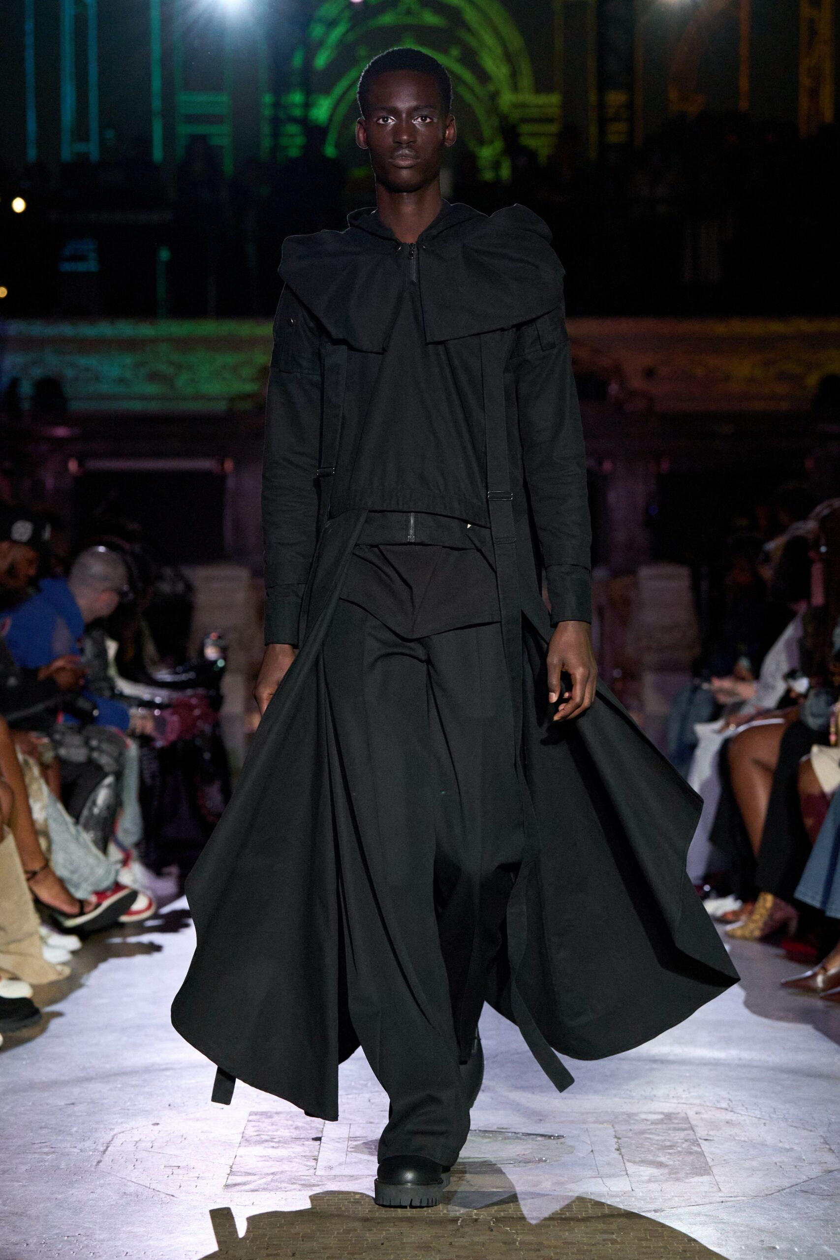 black relaxed coat and pants