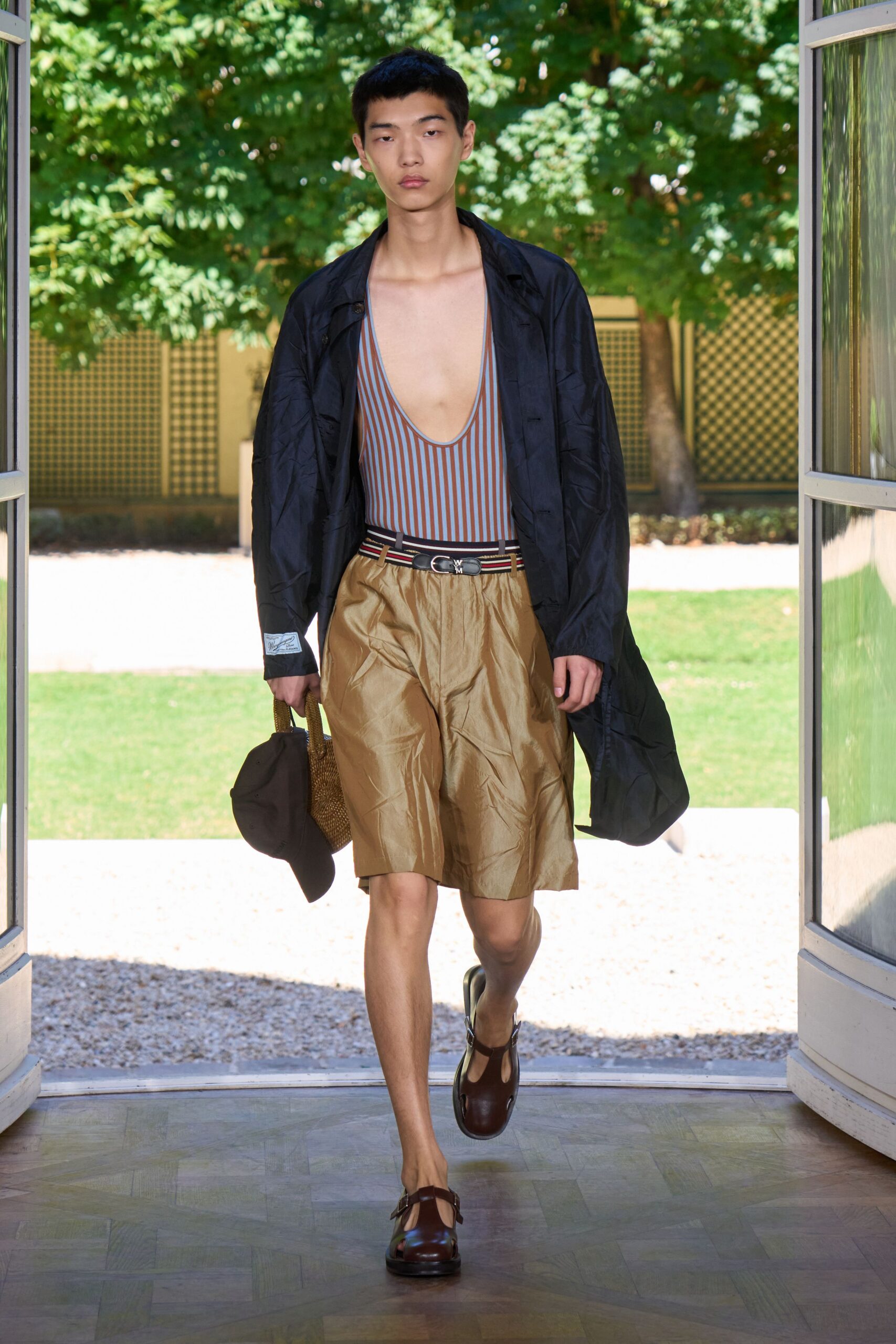 gold silk relaxed pleated shorts