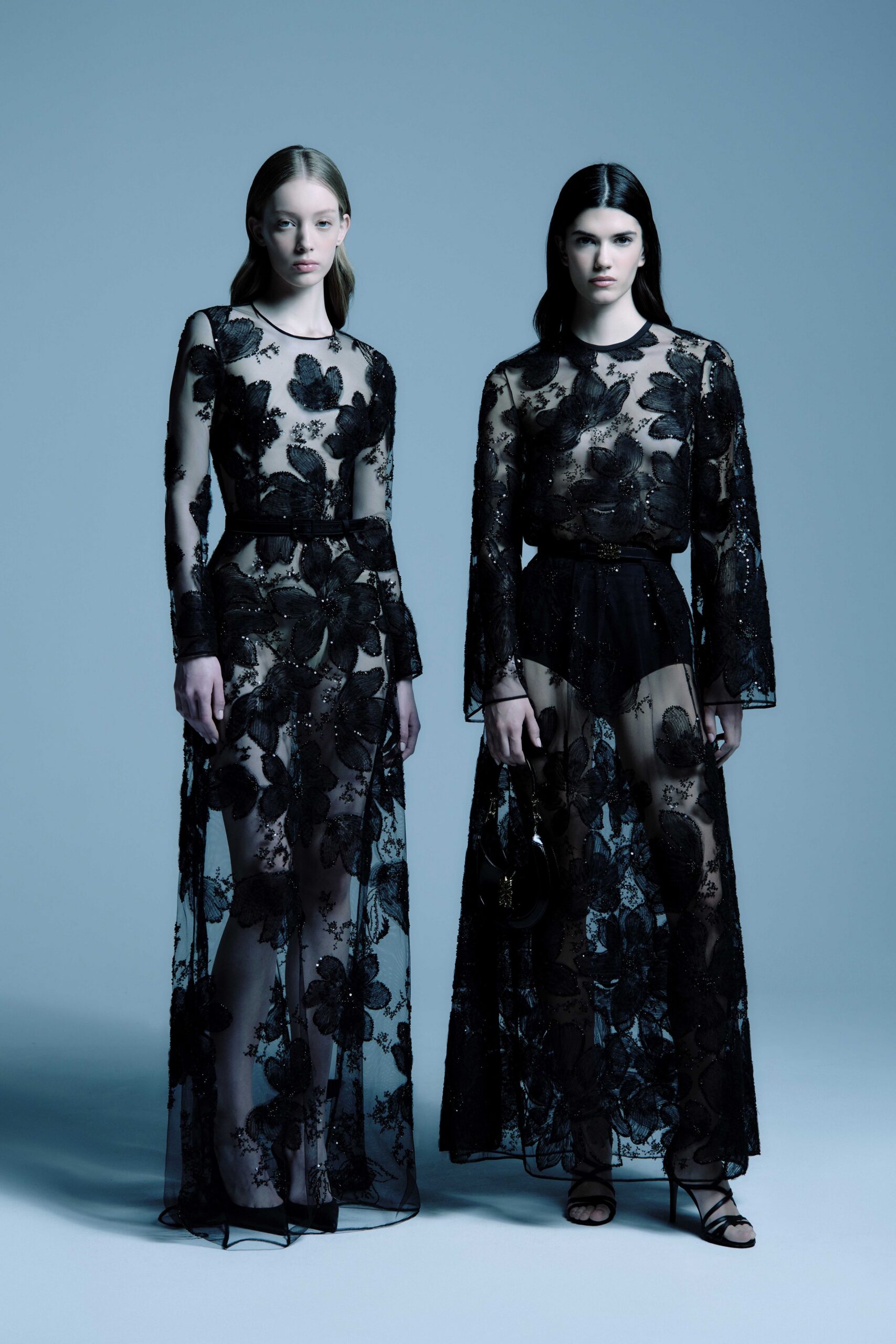 black lace embroidered gowns