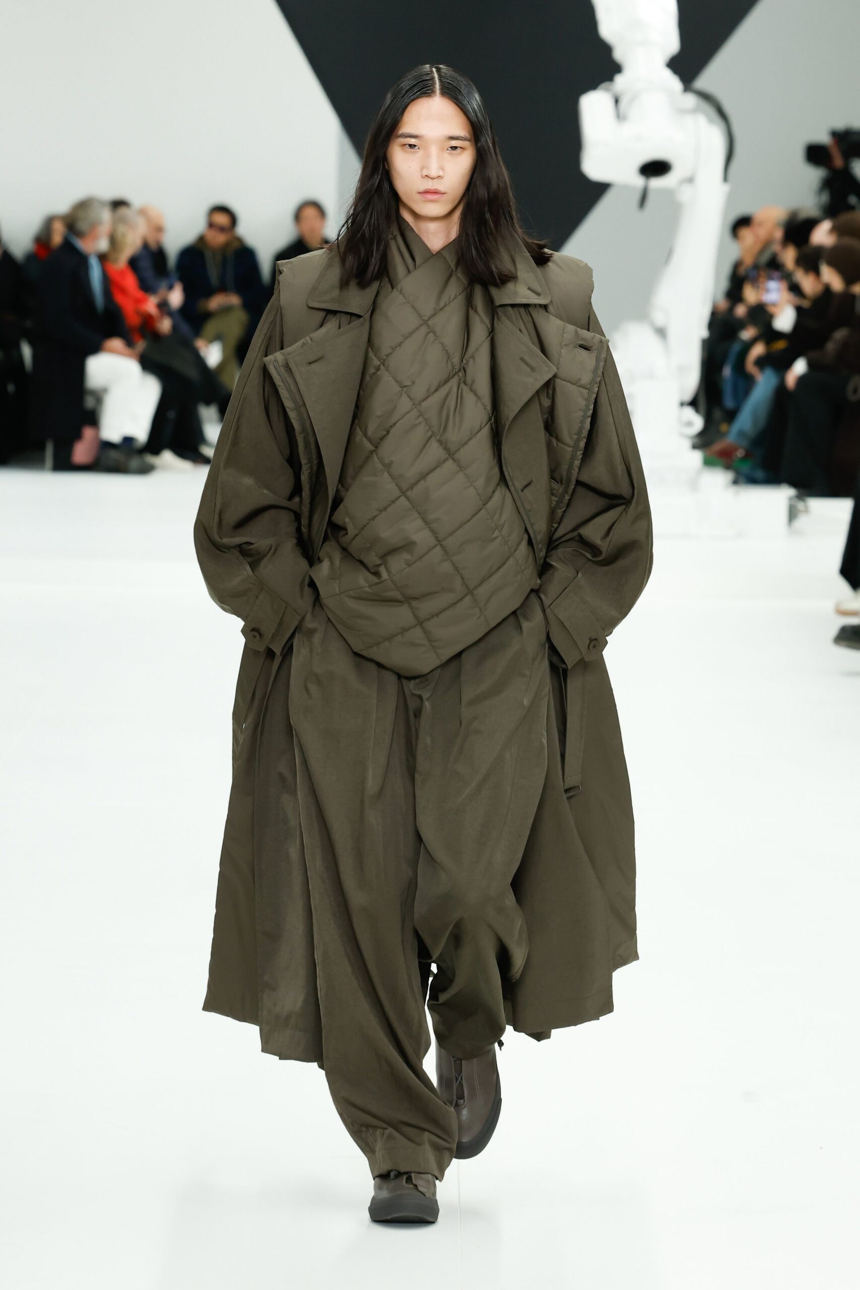 green relaxed coat with fitted top