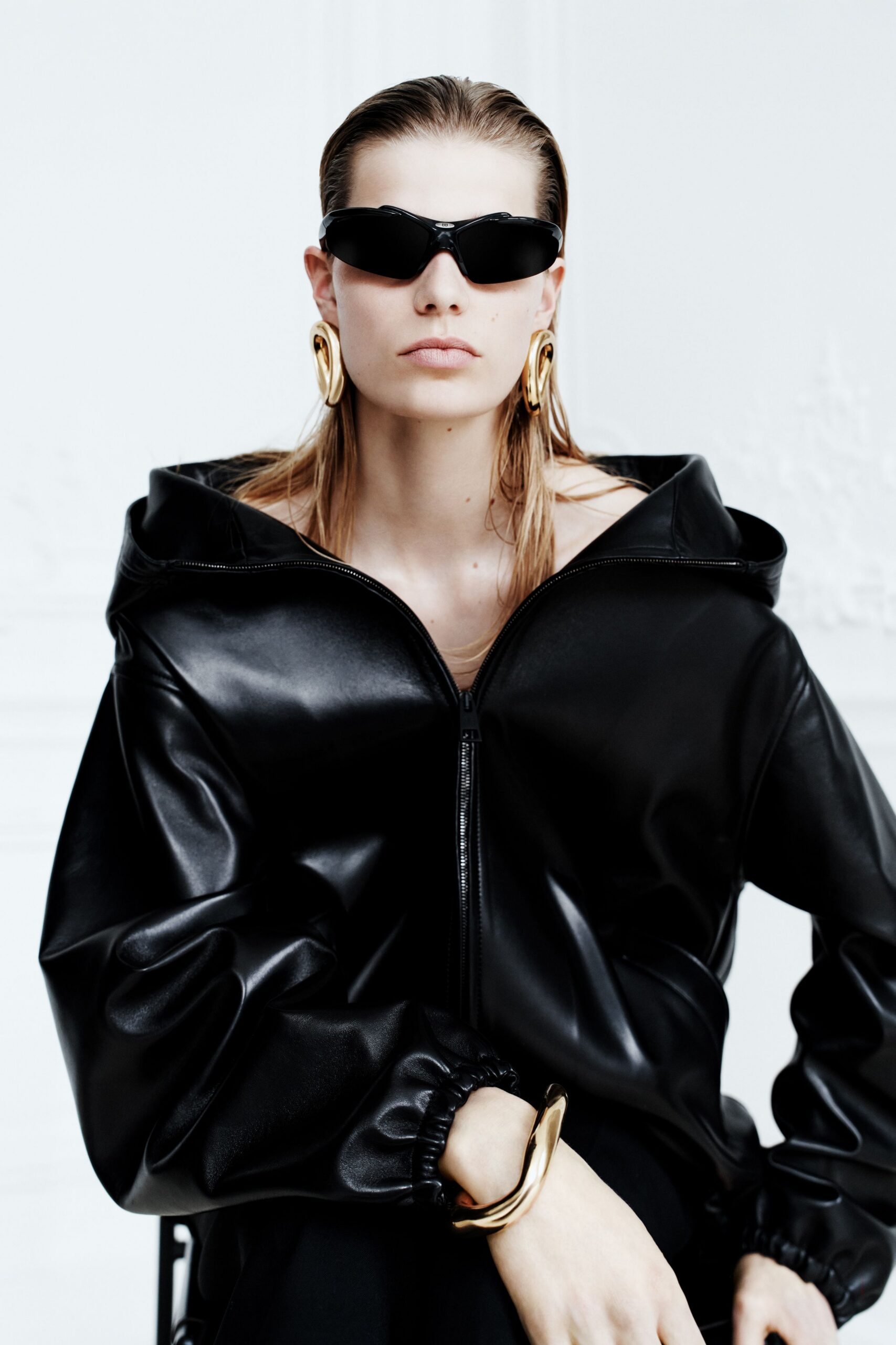 black leather relaxed jacket