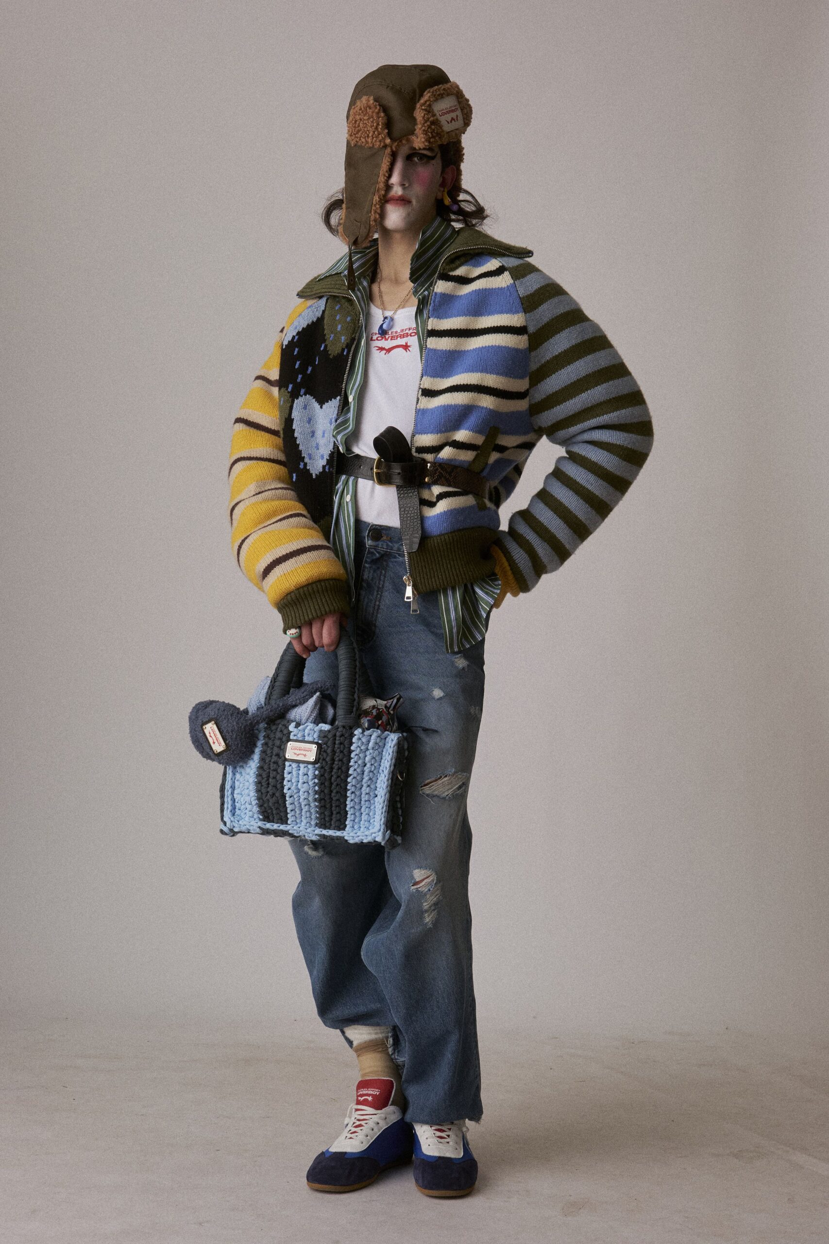 relaxed striped jacket with jeans