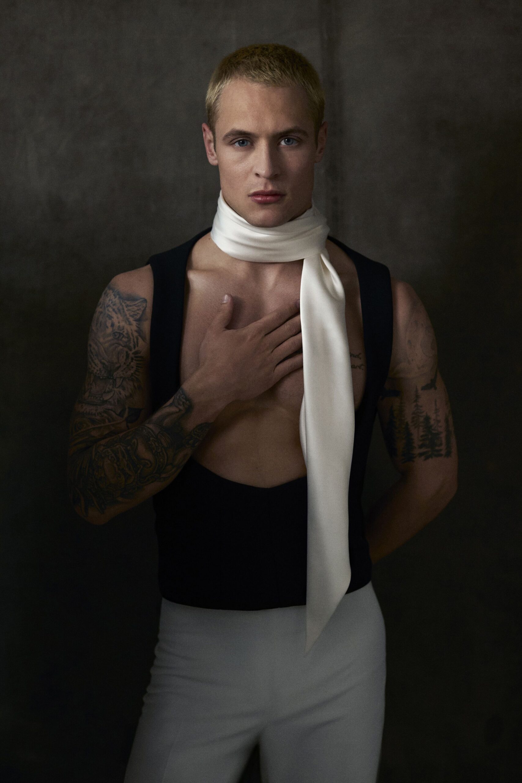 white silk scarf