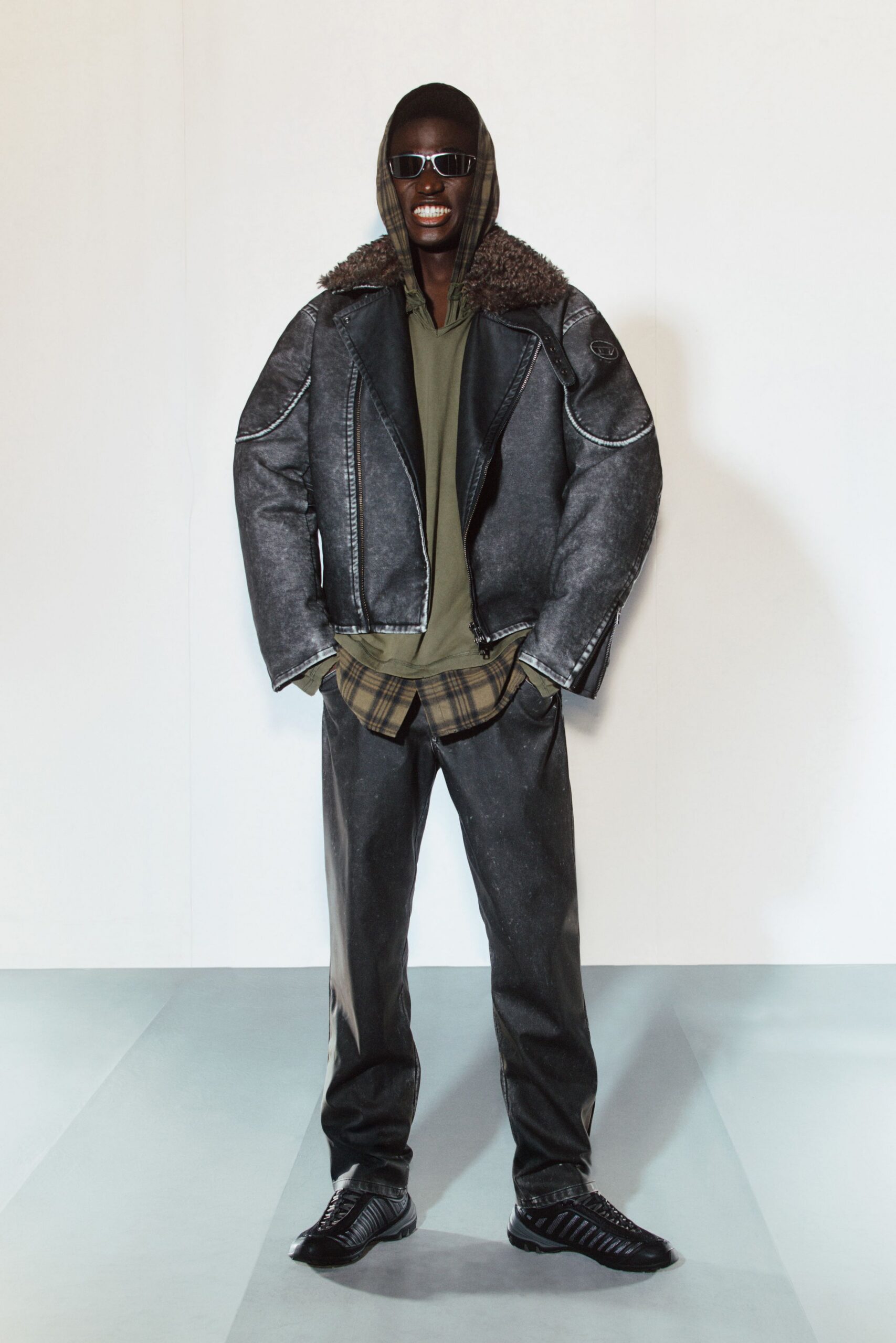black denim jacket with hoodie