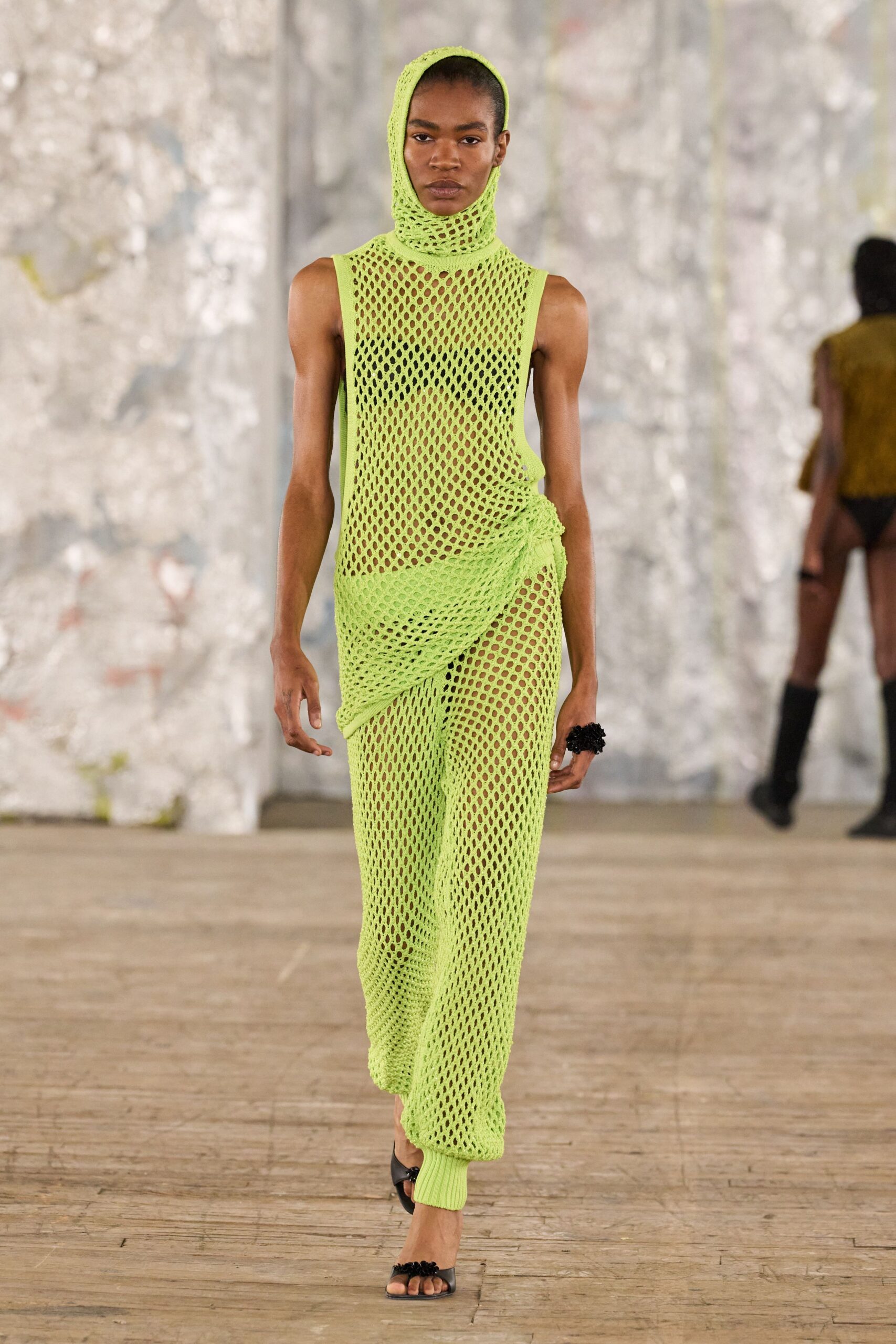 neon green mesh jumpsuit