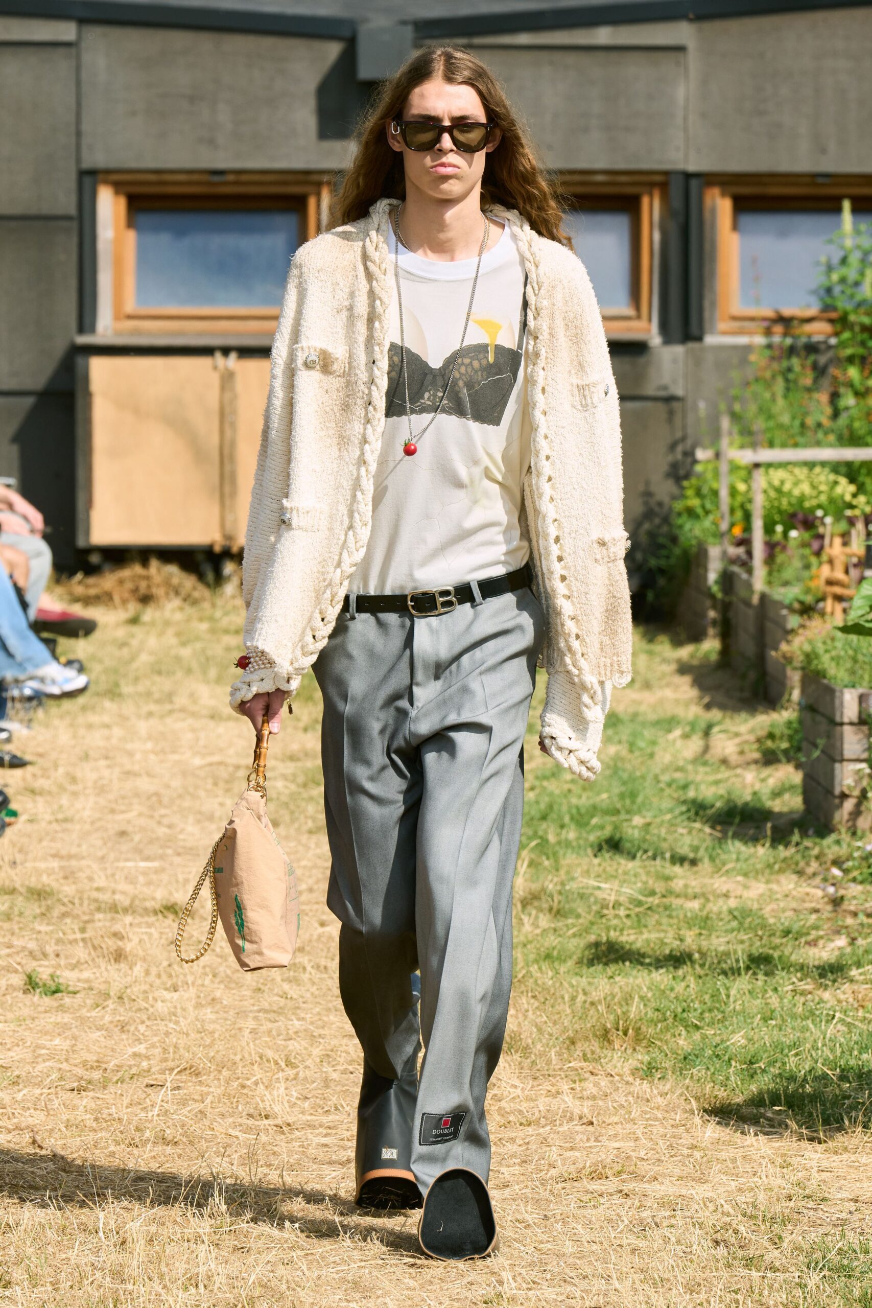 white cotton long-sleeve relaxed buttoned cardigan