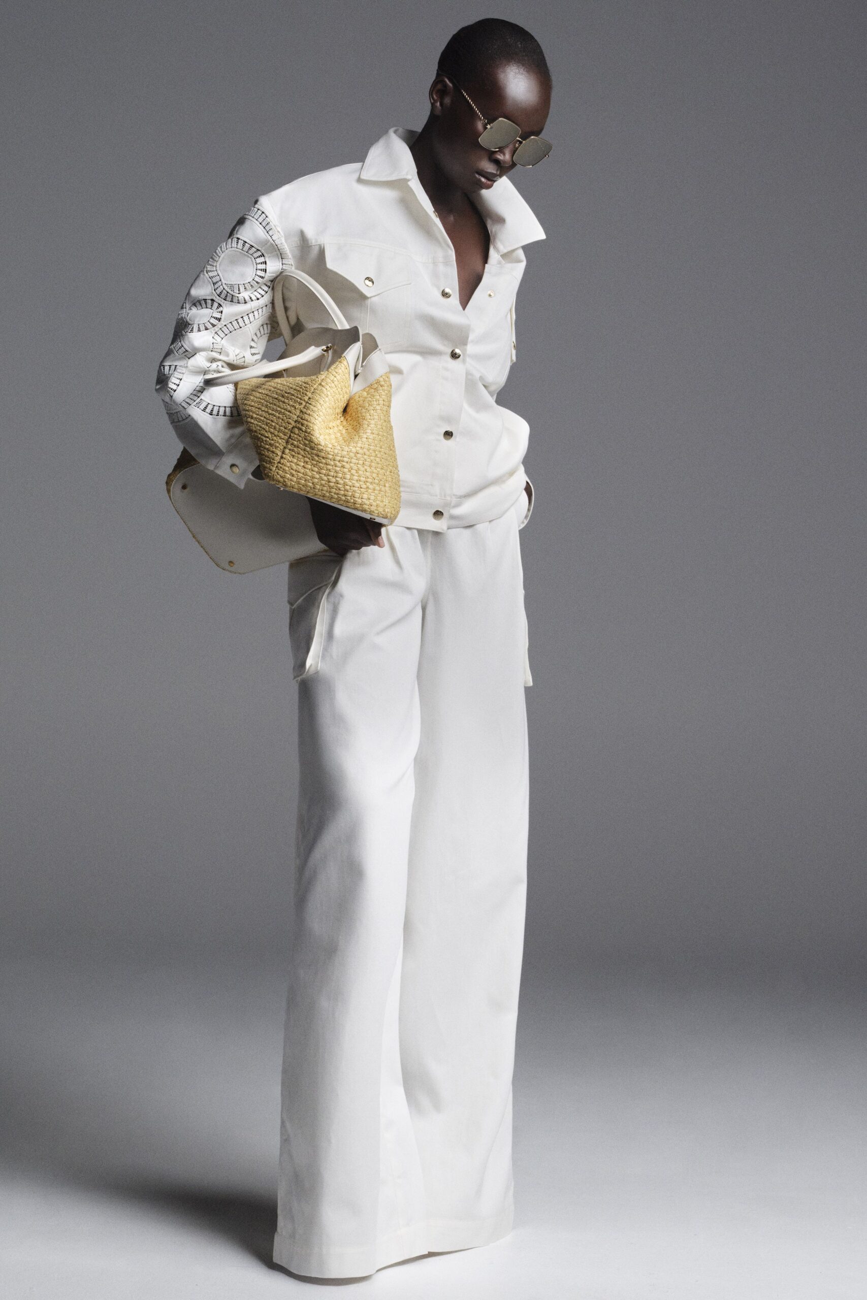 white relaxed jacket and pants