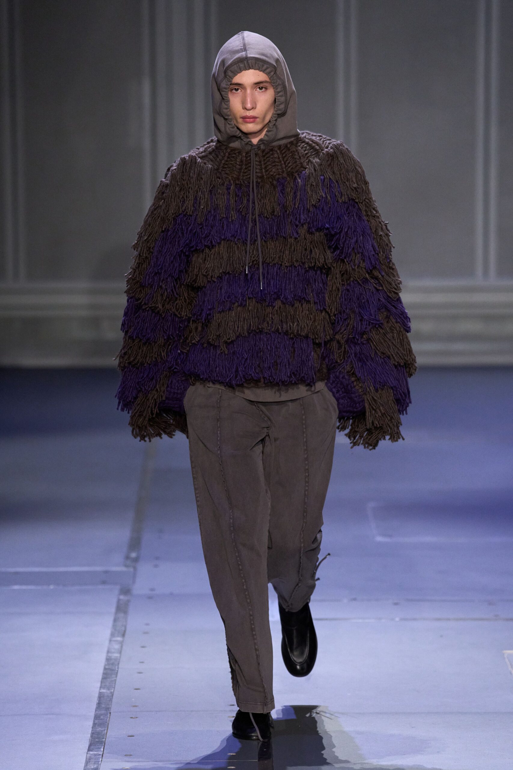 oversized brown and purple hoodie