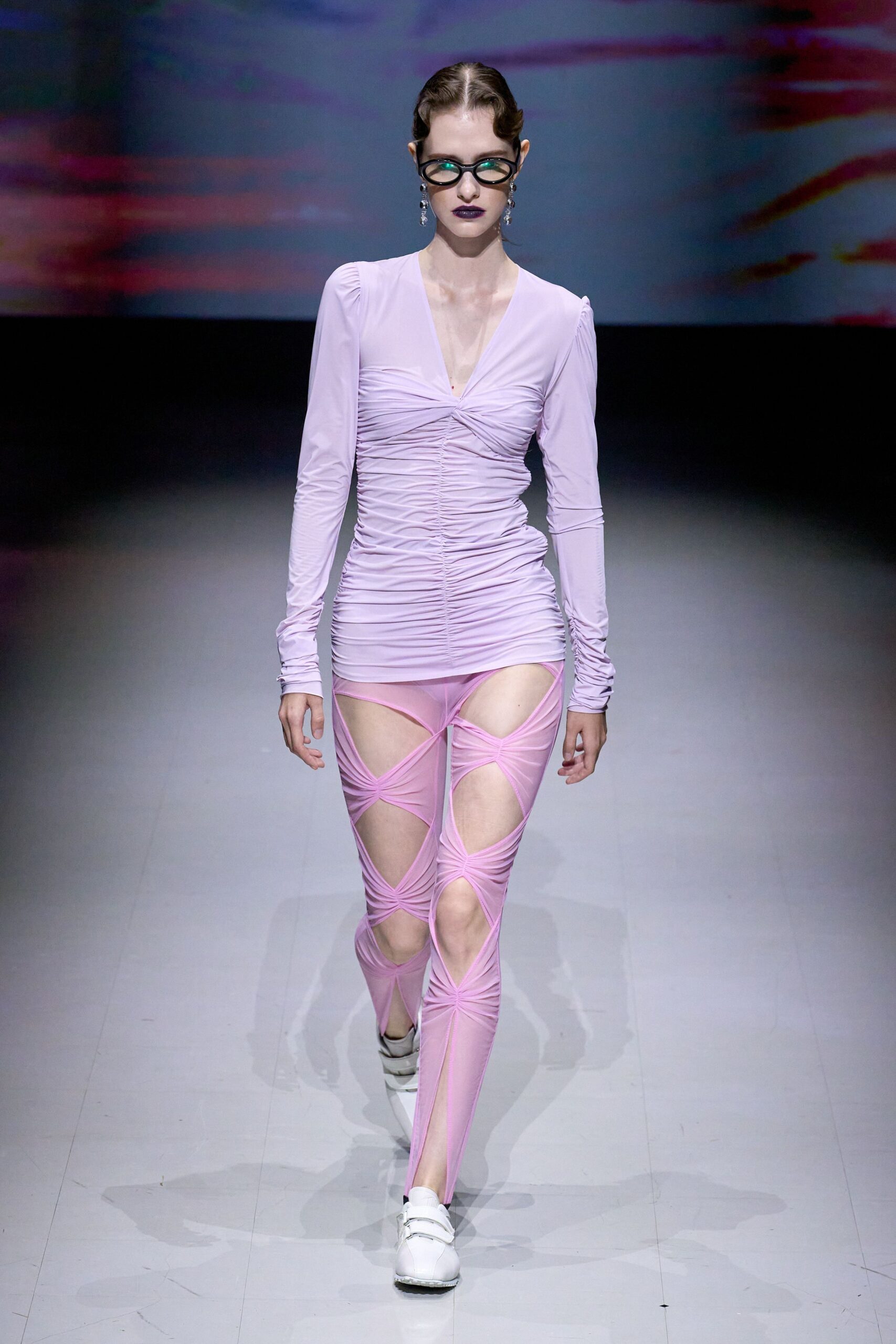 fitted purple top with pink pants
