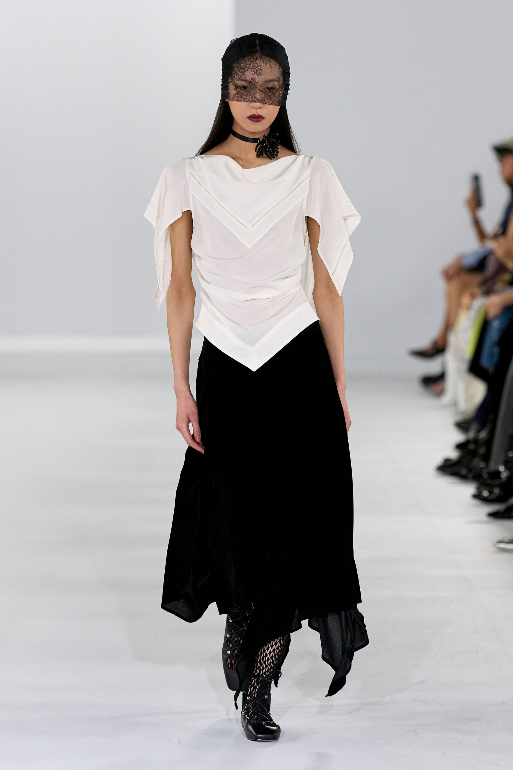 black silk short-sleeve v-neck fitted draped layered dress