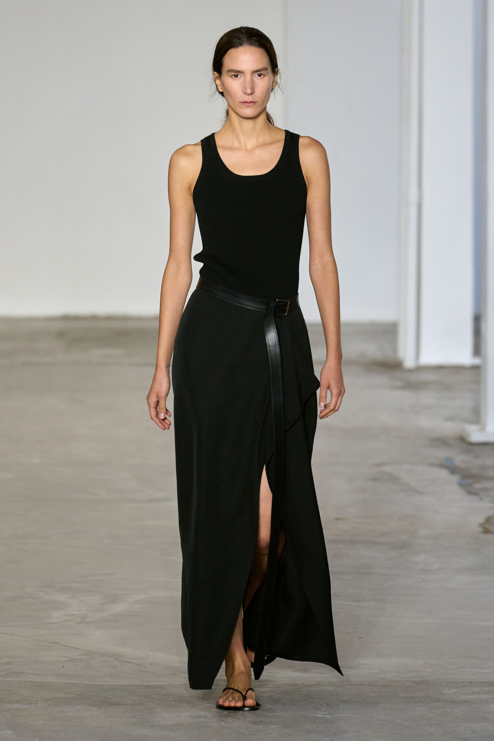 black cotton sleeveless v-neck fitted layered maxi dress