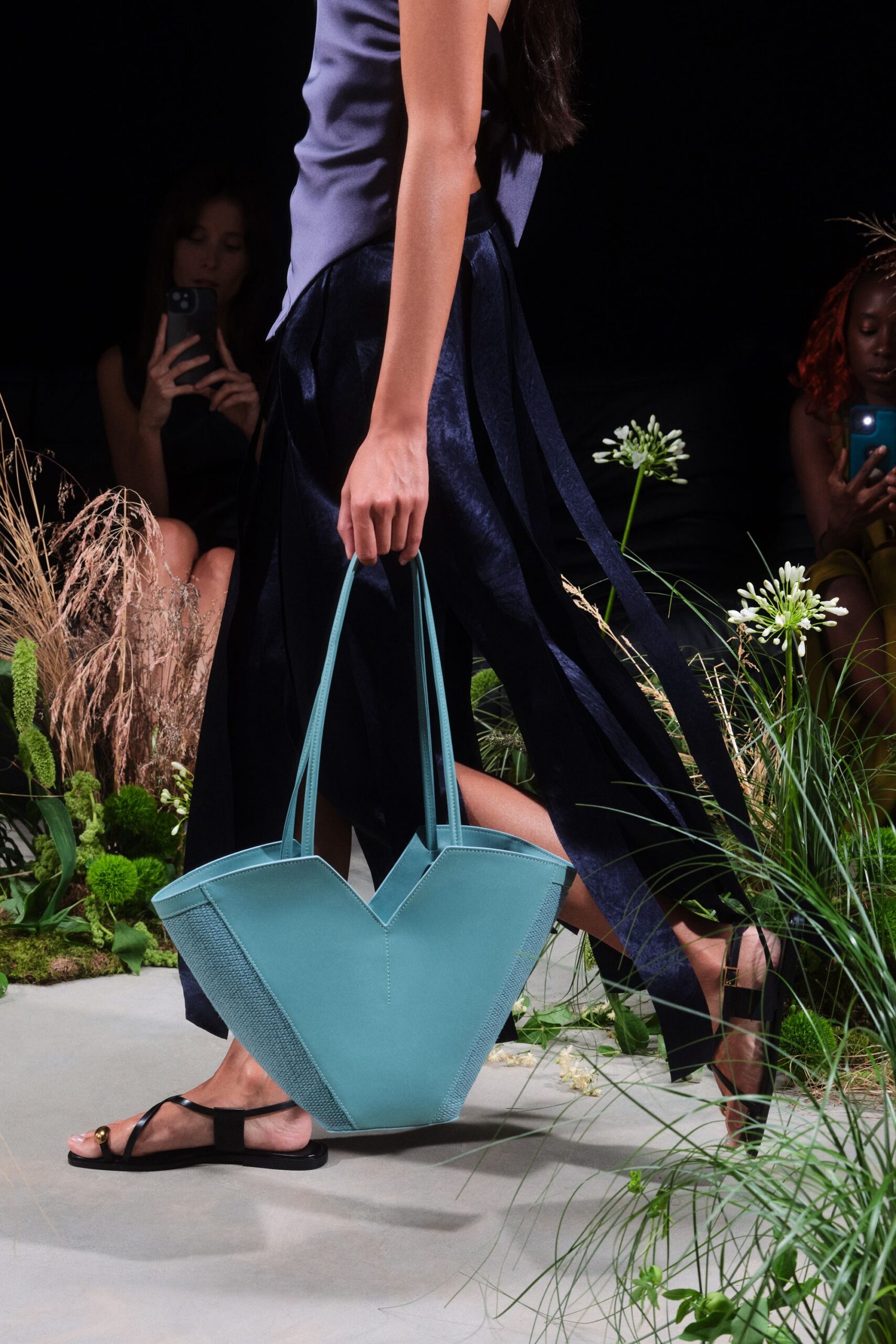 teal leather abstract bag