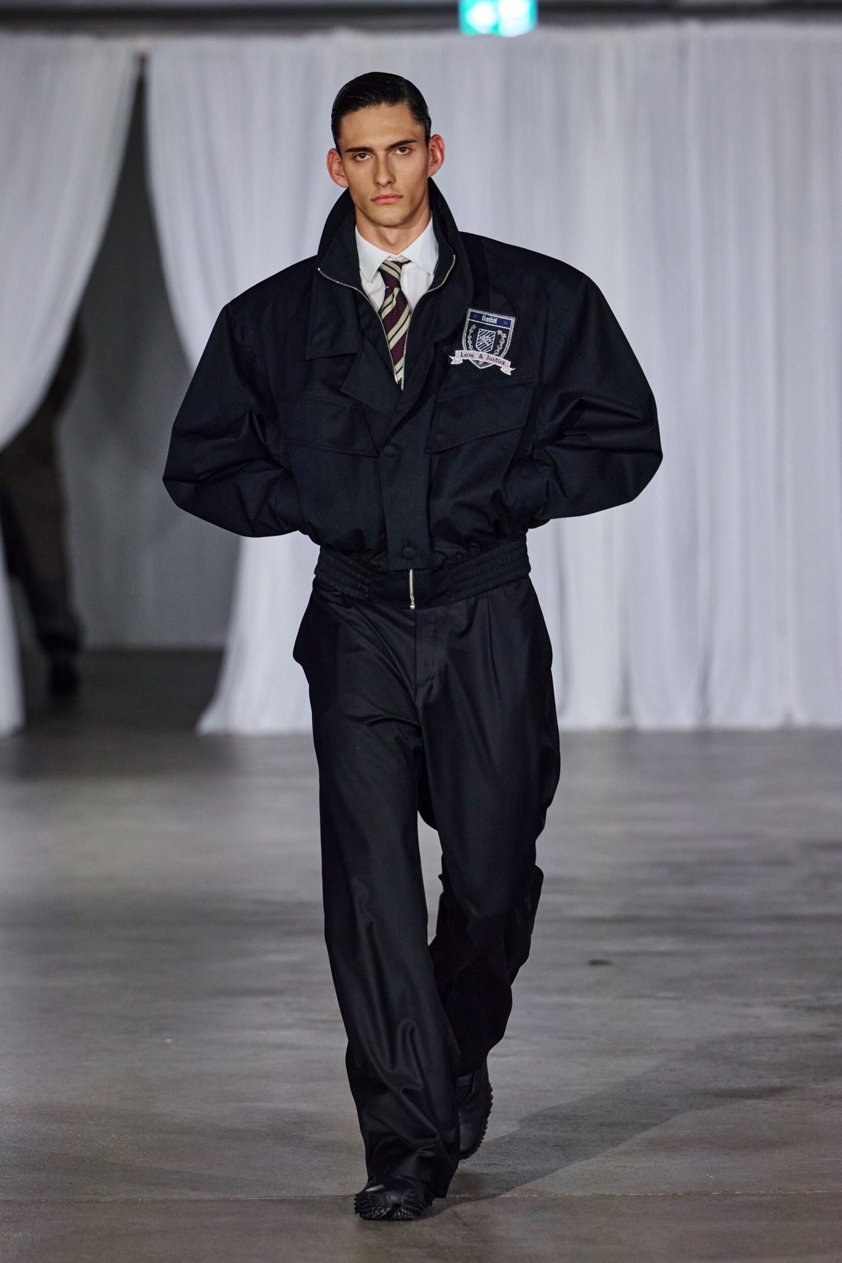 black oversized jacket and pants