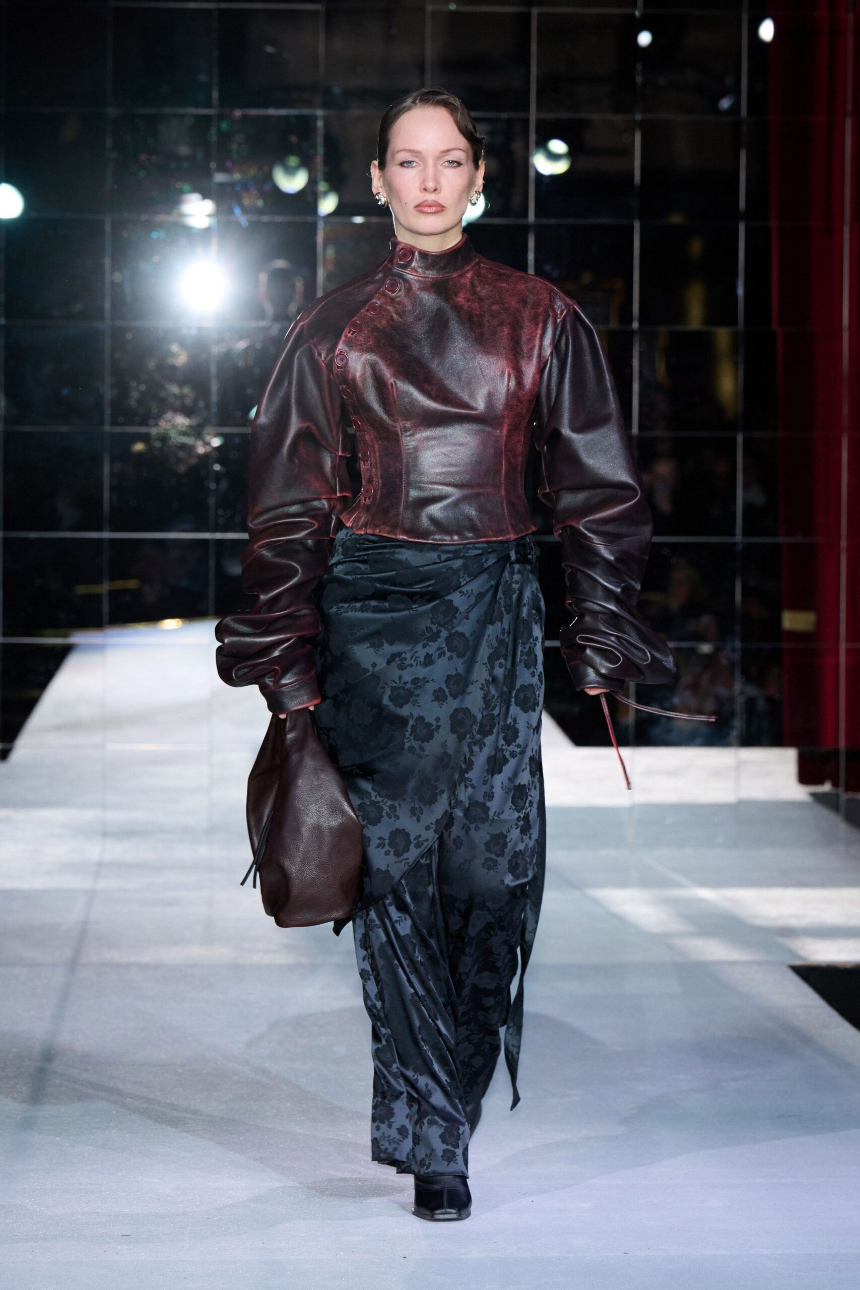 black silk relaxed flared pants