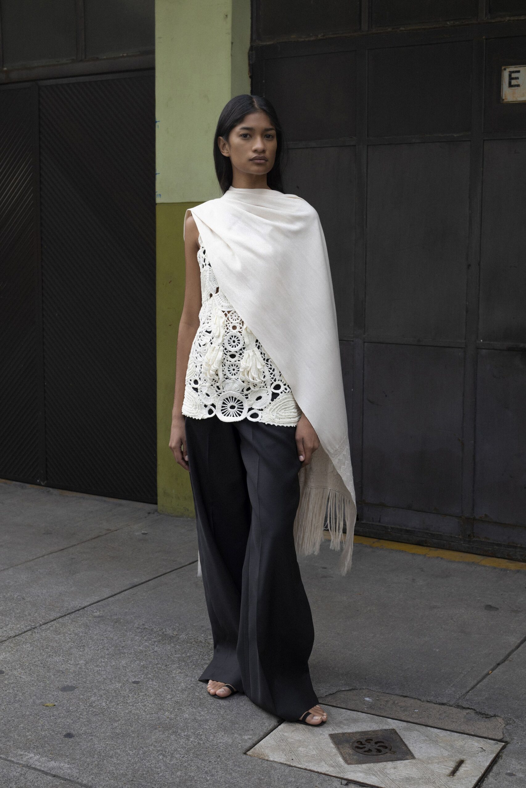 white cotton oversized cape