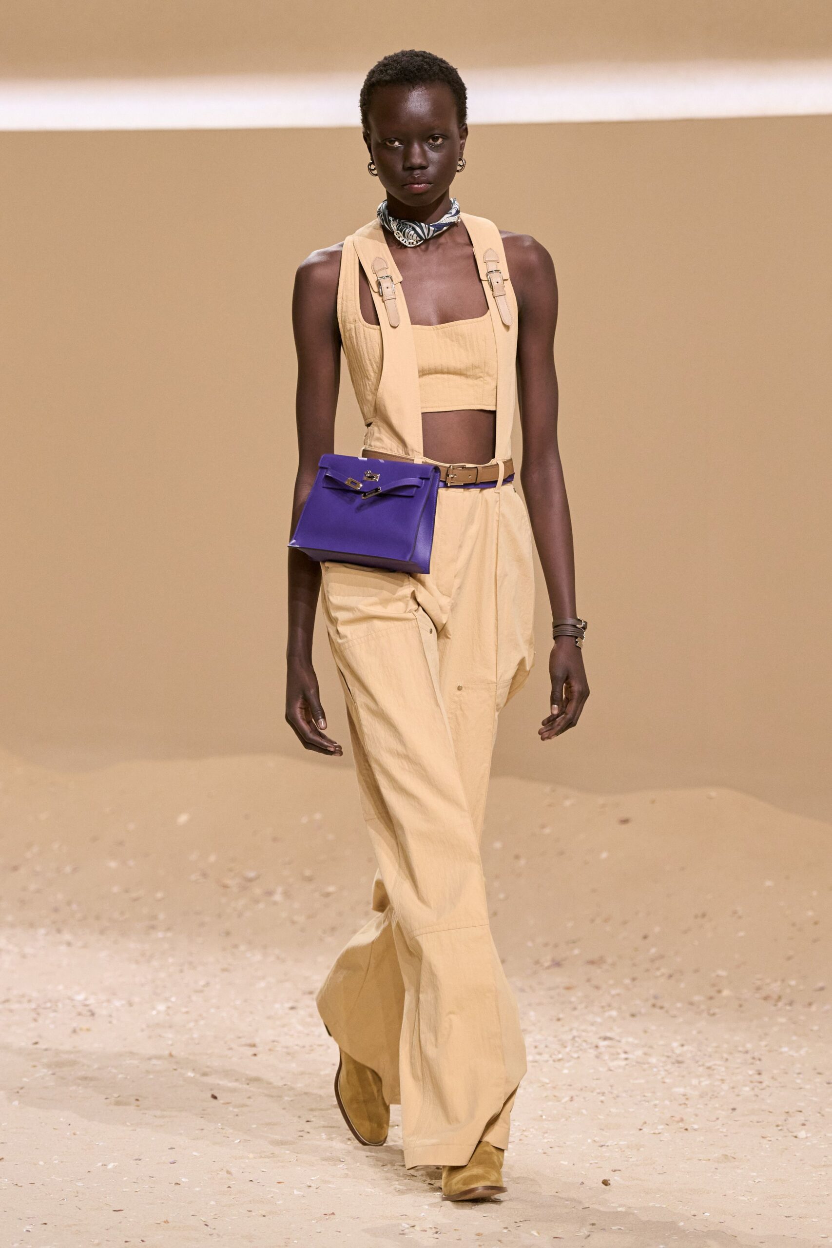 beige cotton sleeveless relaxed zippered jumpsuit