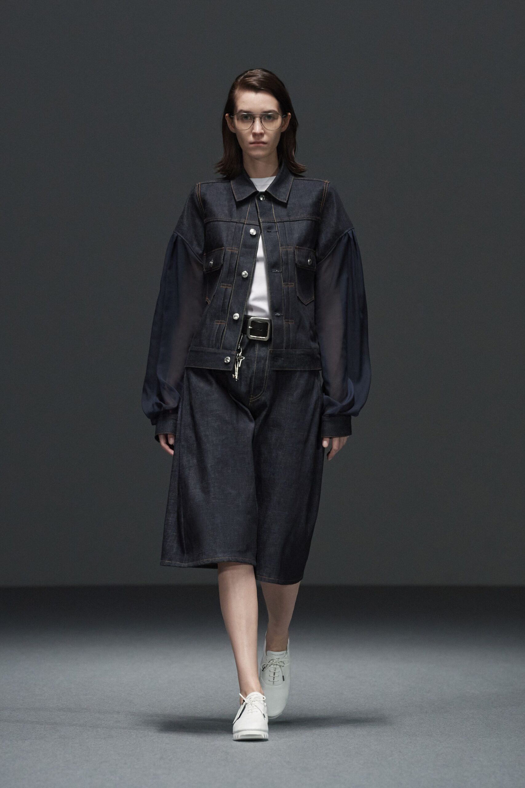 denim jacket with culottes