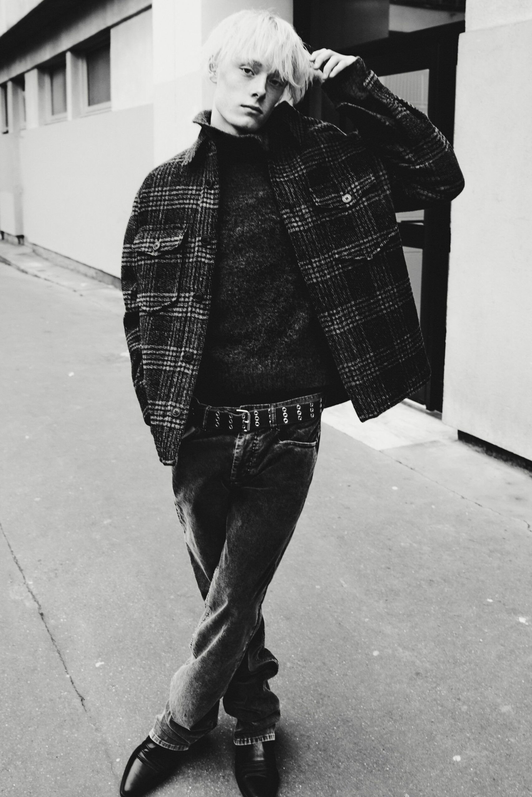 black and gray layered outfit