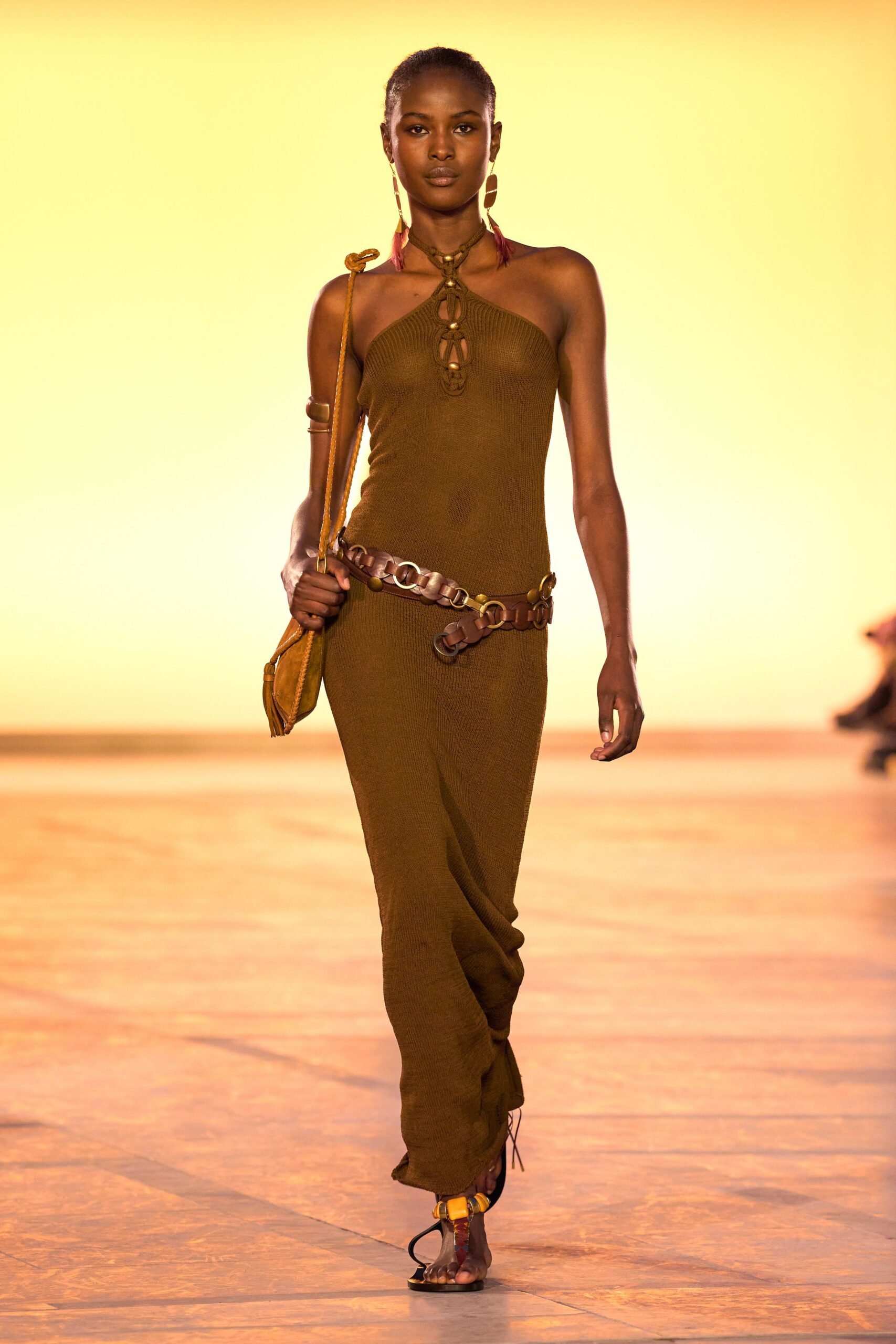 brown leather embellished belt