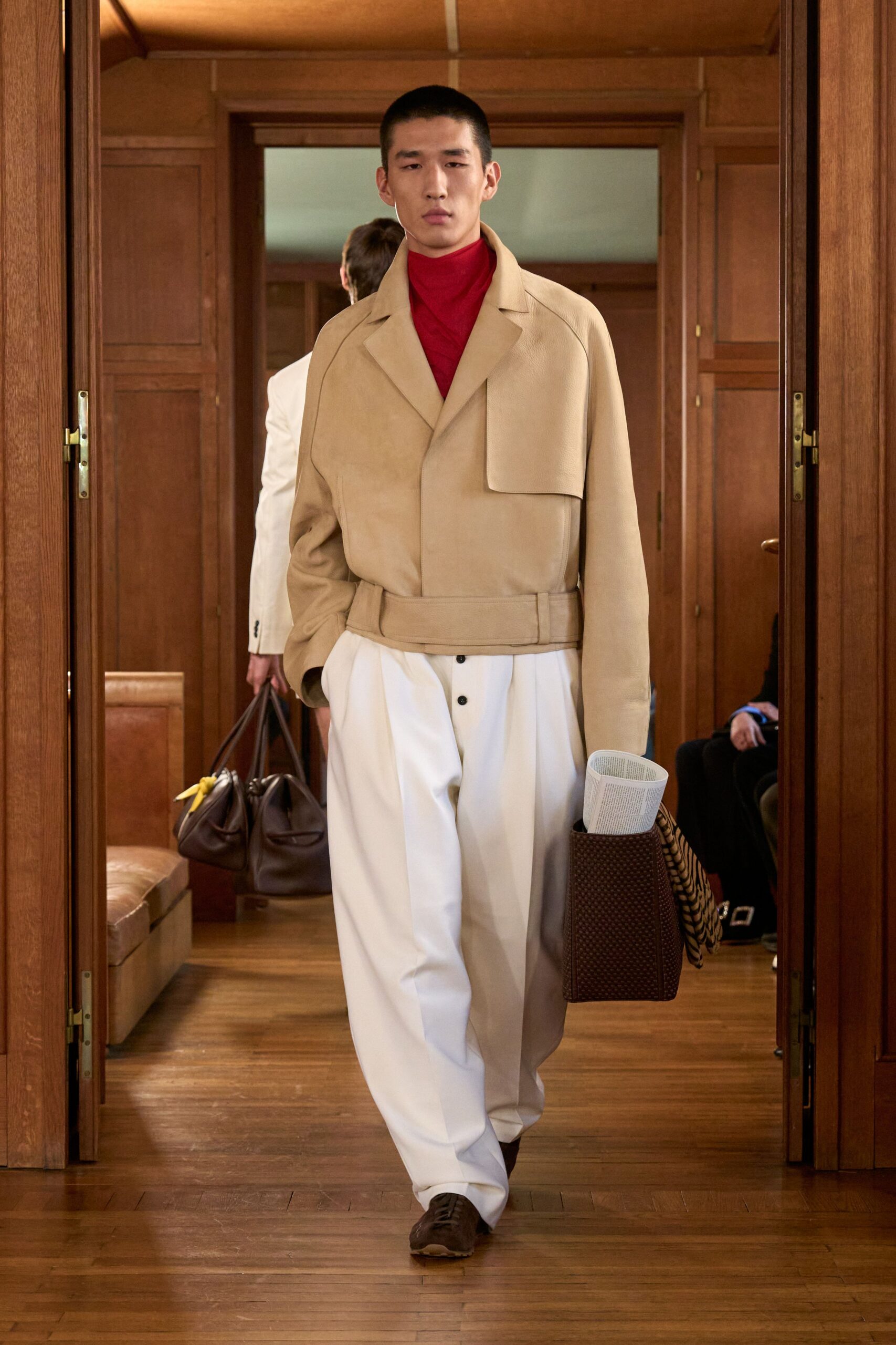 beige suede long-sleeve collared relaxed zippered jacket