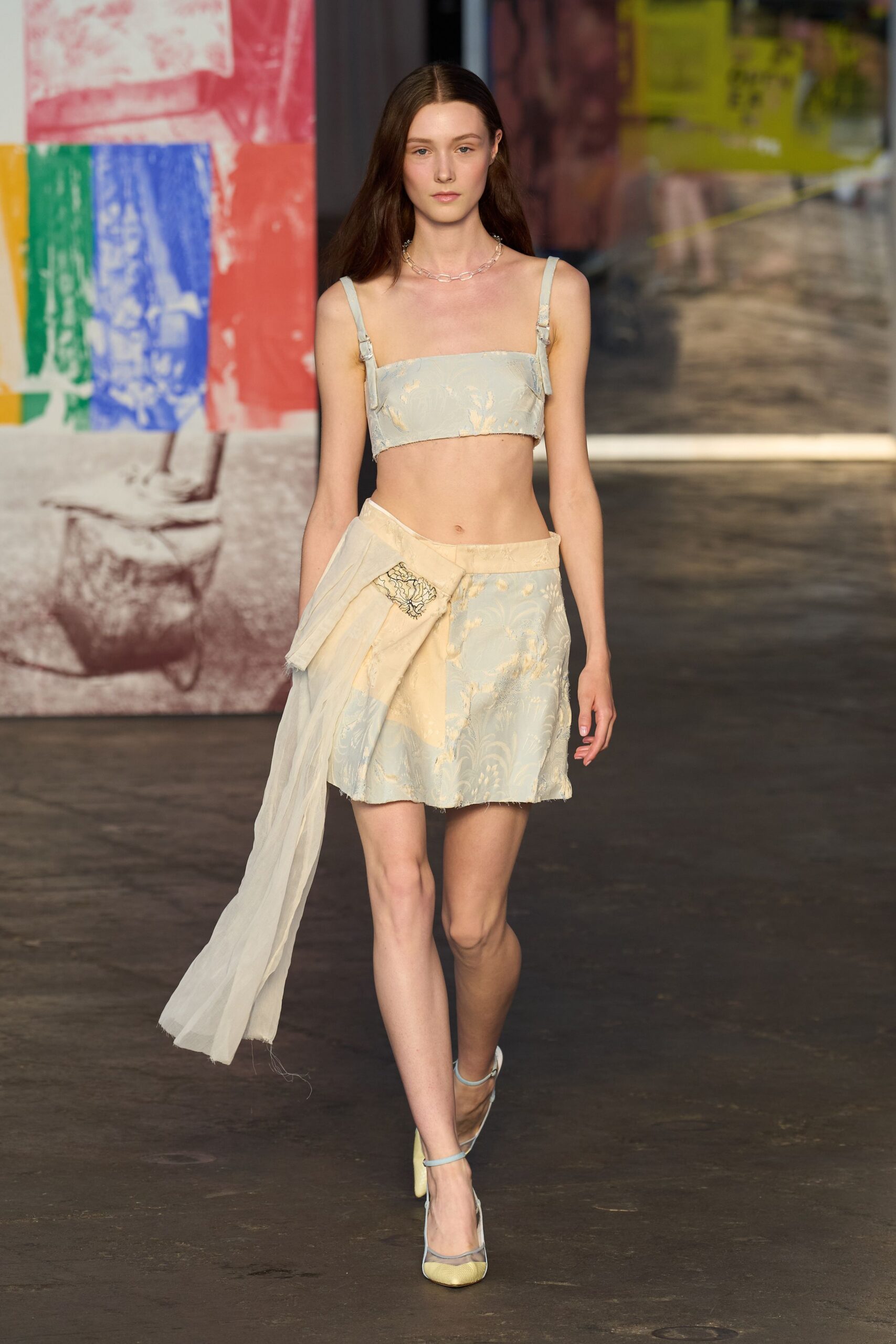 beige silk asymmetric fitted pleated mini skirt