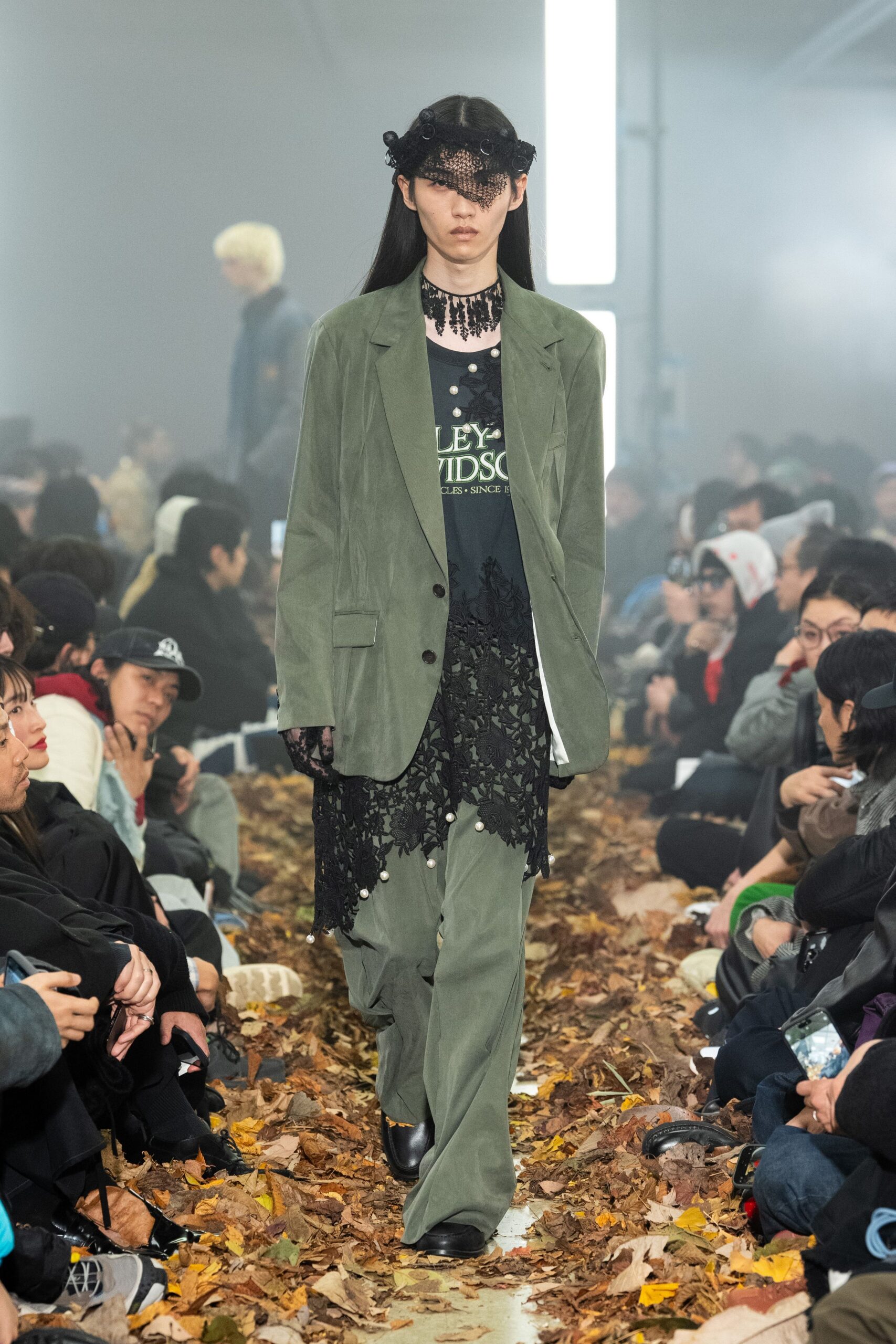 green suede long-sleeve collared tailored buttoned blazer
