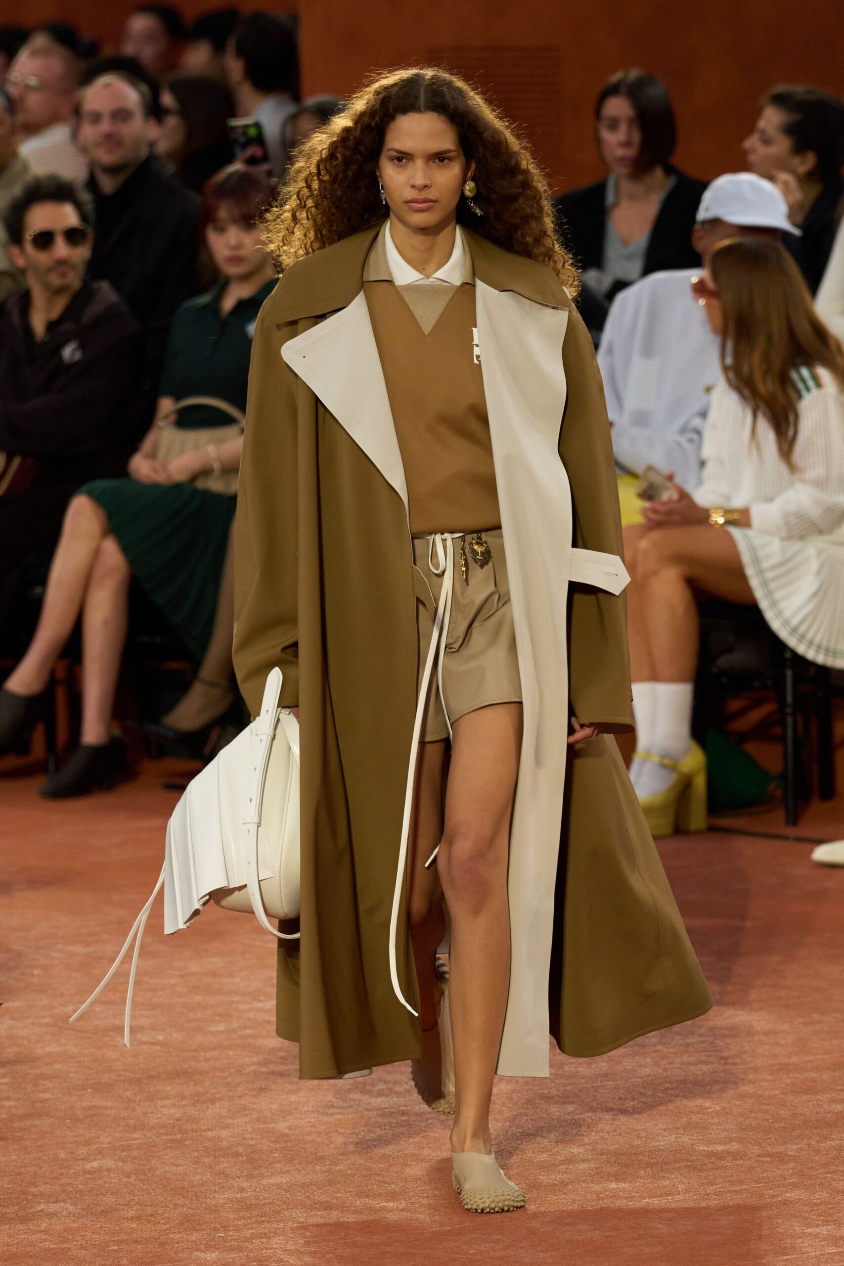 brown beige coat with shorts