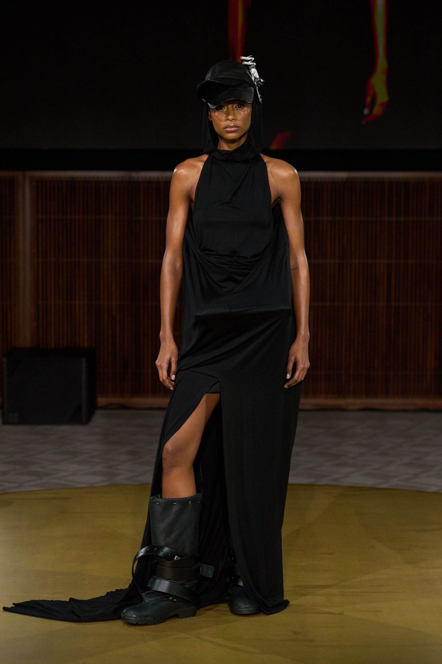 black leather structured boots