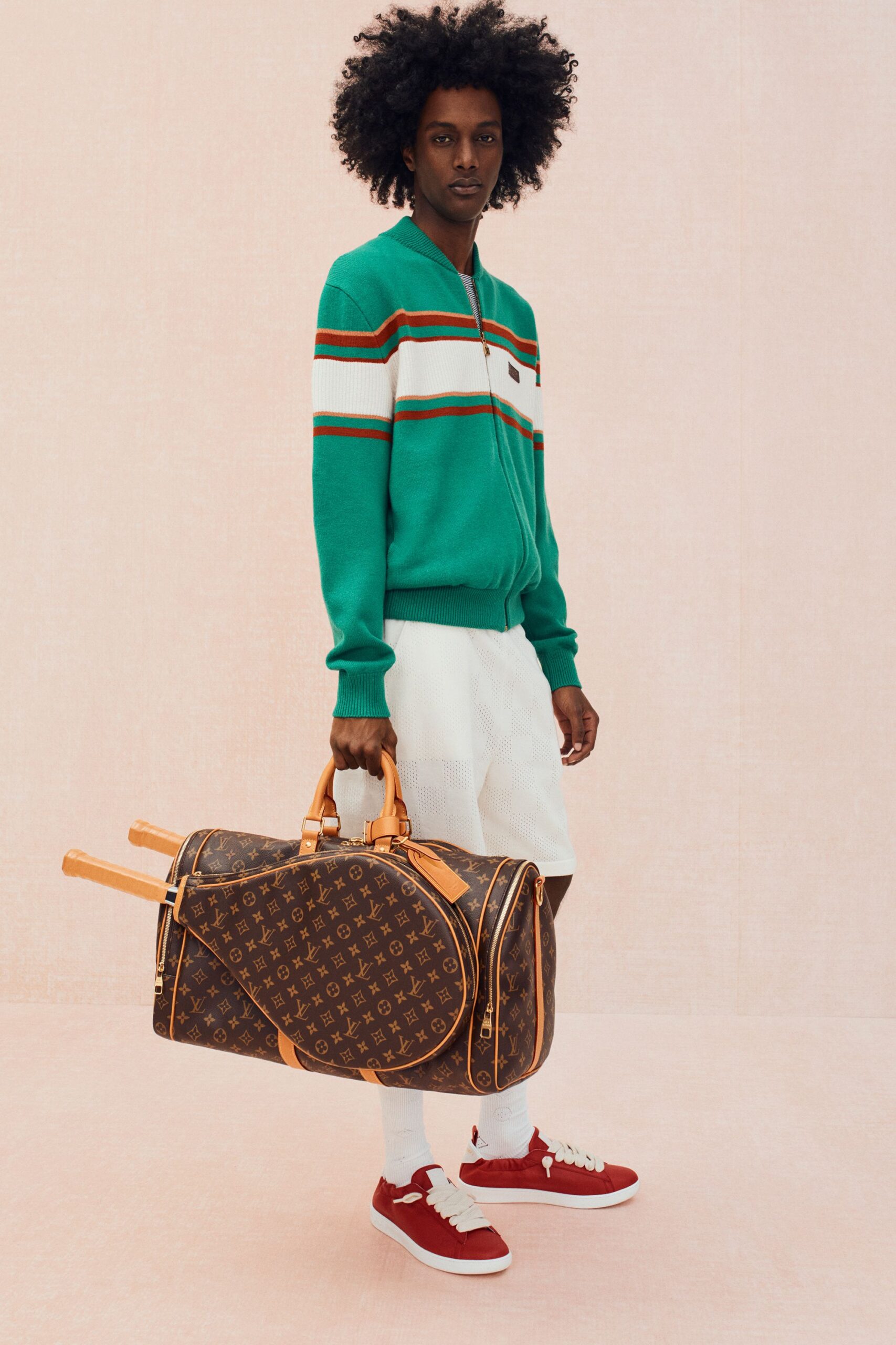 green cotton long-sleeve collared relaxed striped jacket