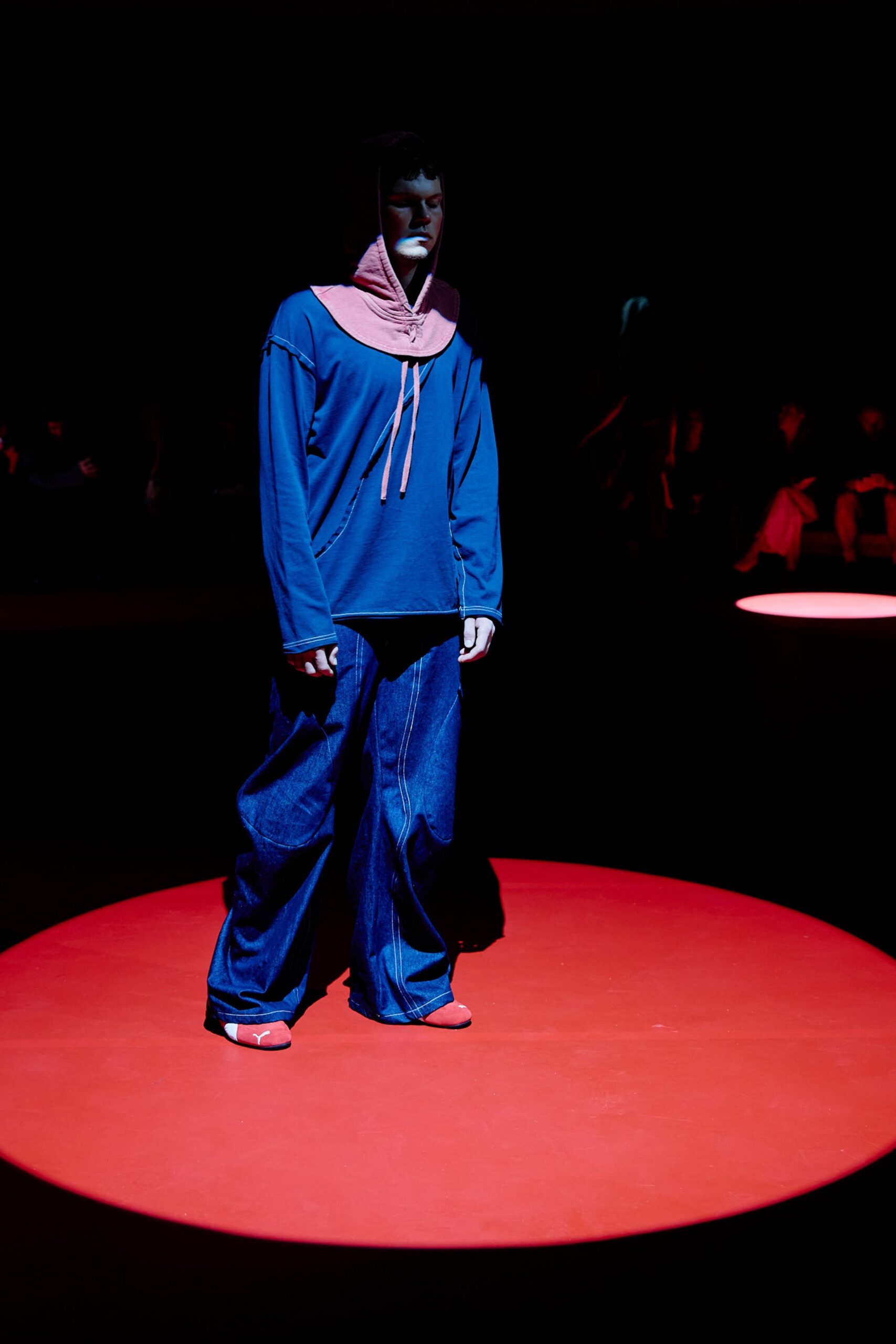 relaxed blue top with wide-leg pants
