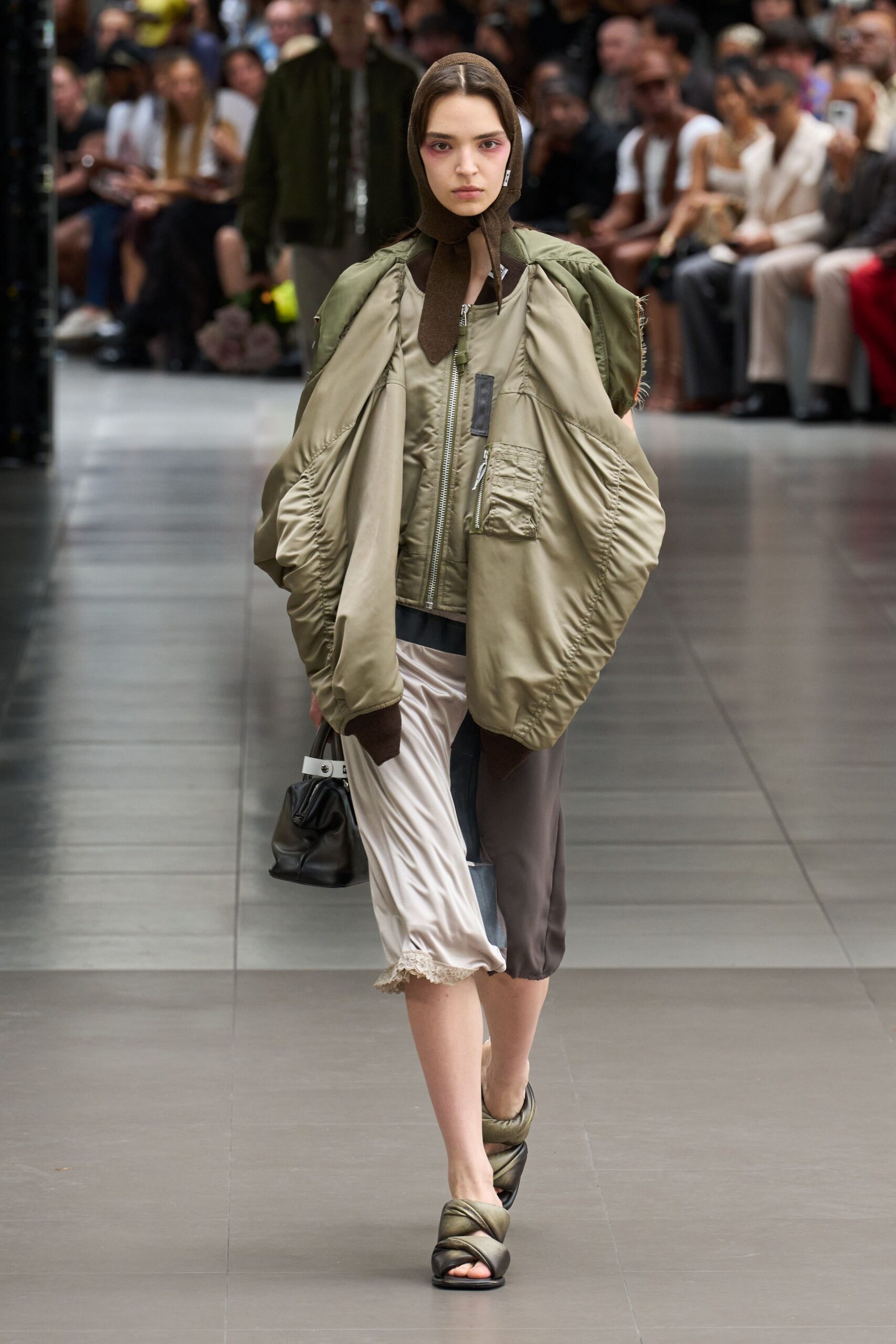 green oversized jacket with shorts