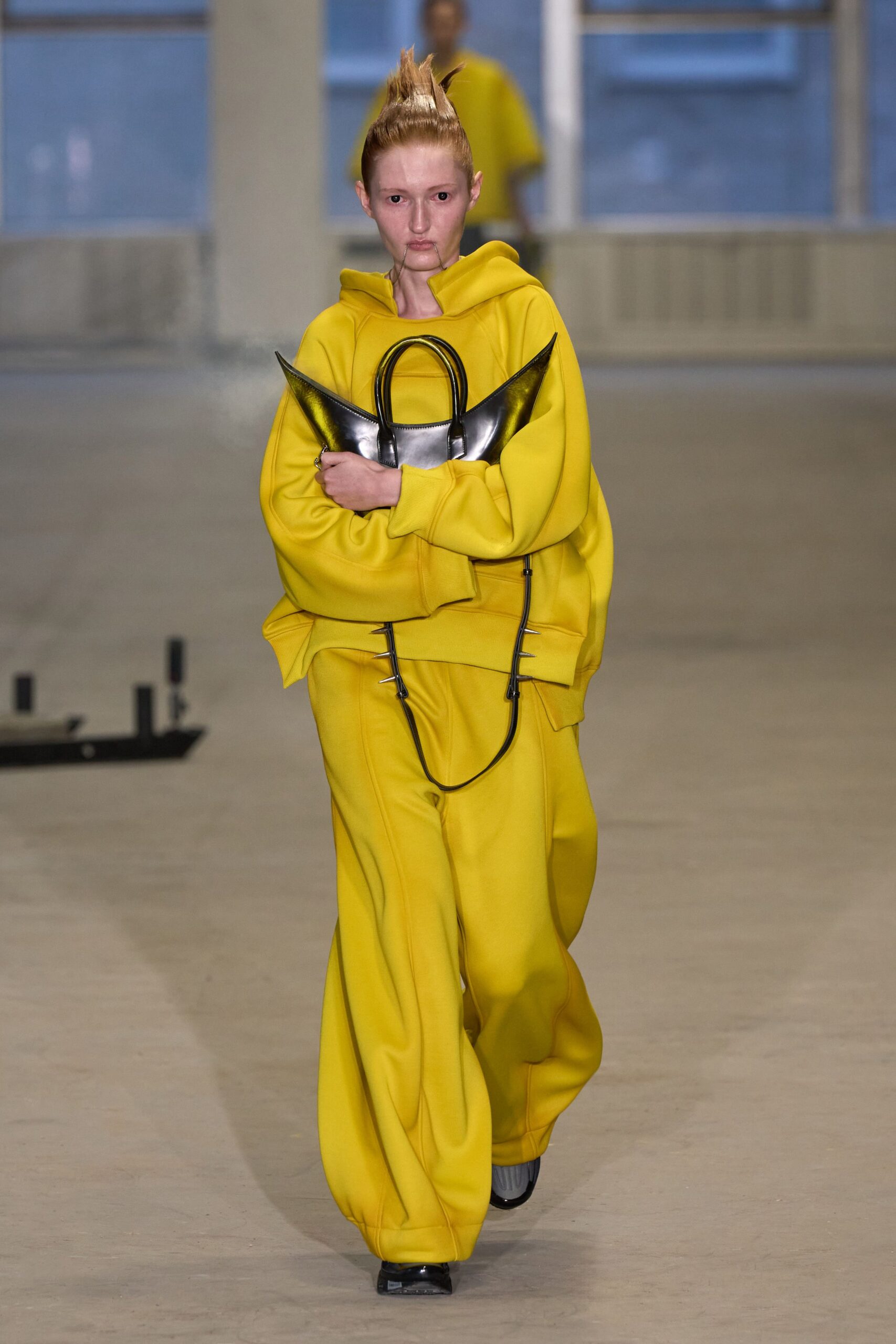 yellow cotton long-sleeve hooded oversized hoodie