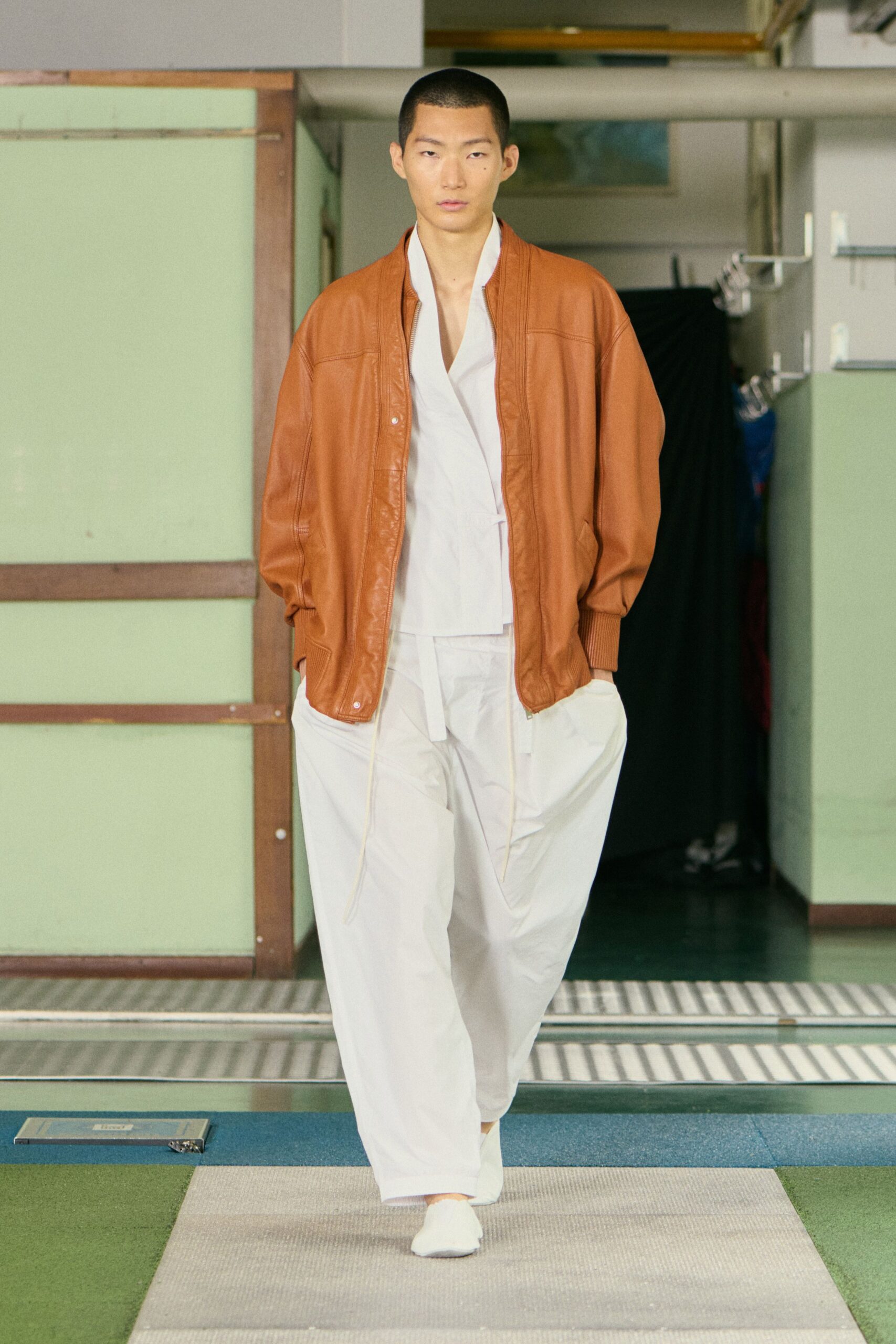 brown leather oversized jacket