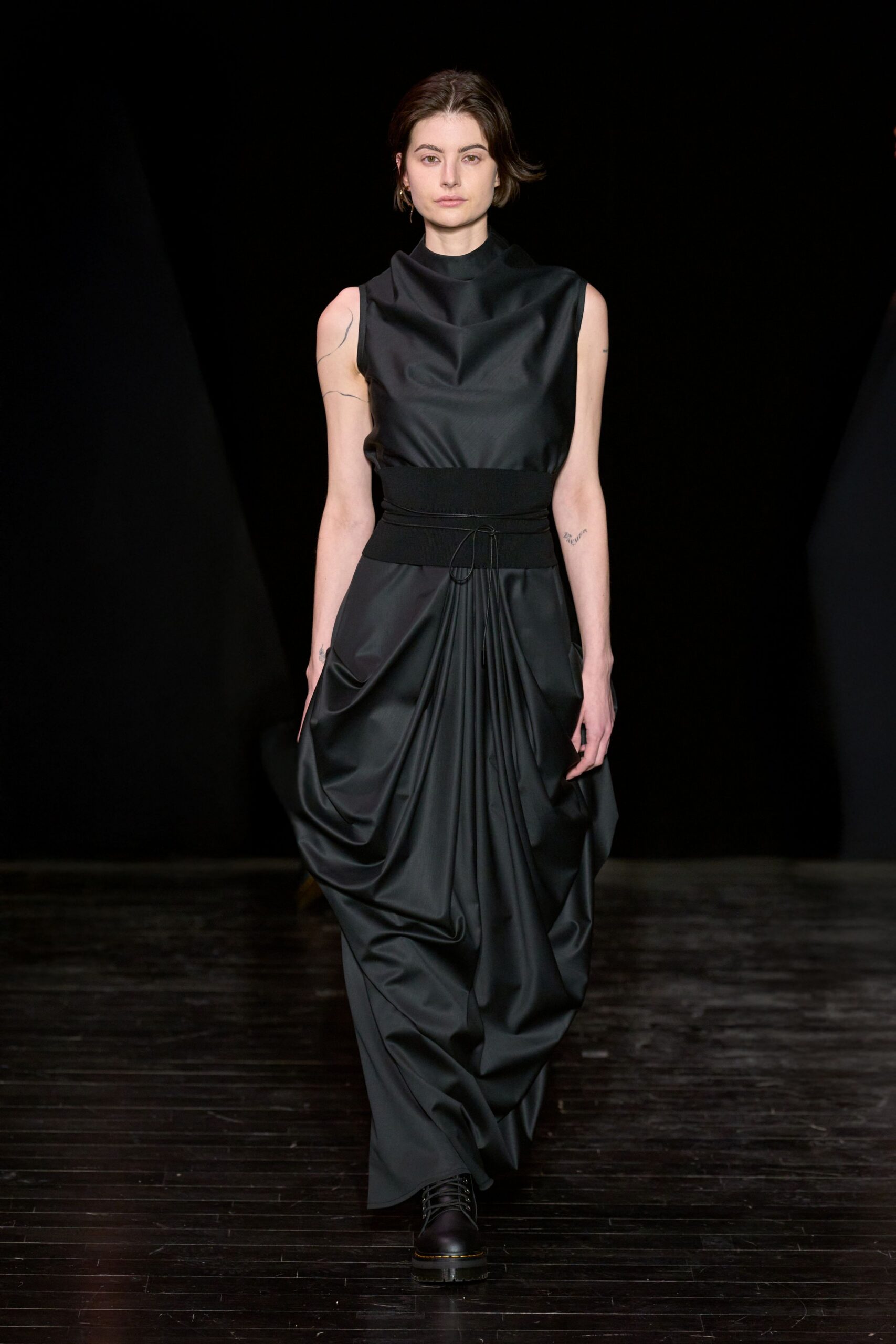 black silk sleeveless maxi dress