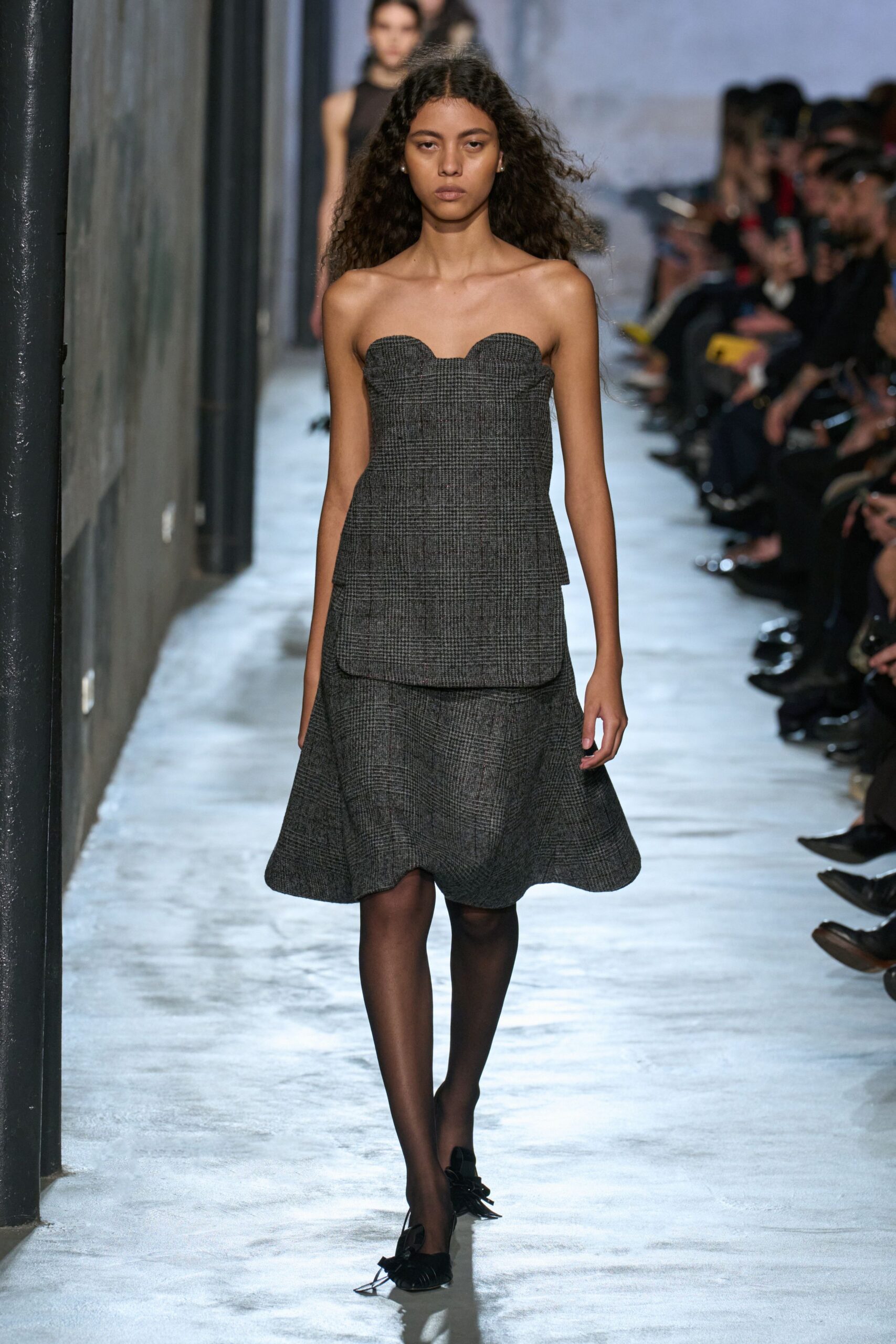 black gray sleeveless midi dress