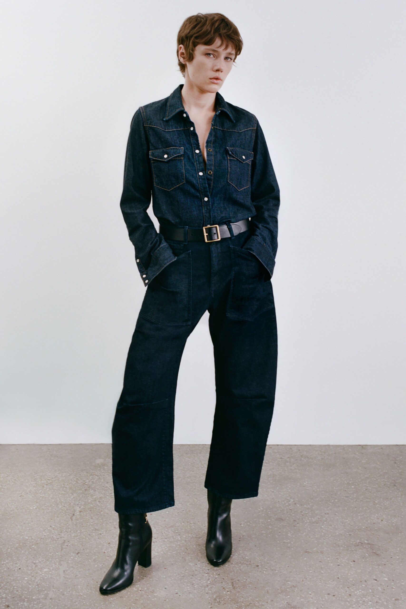 blue denim shirt and pants