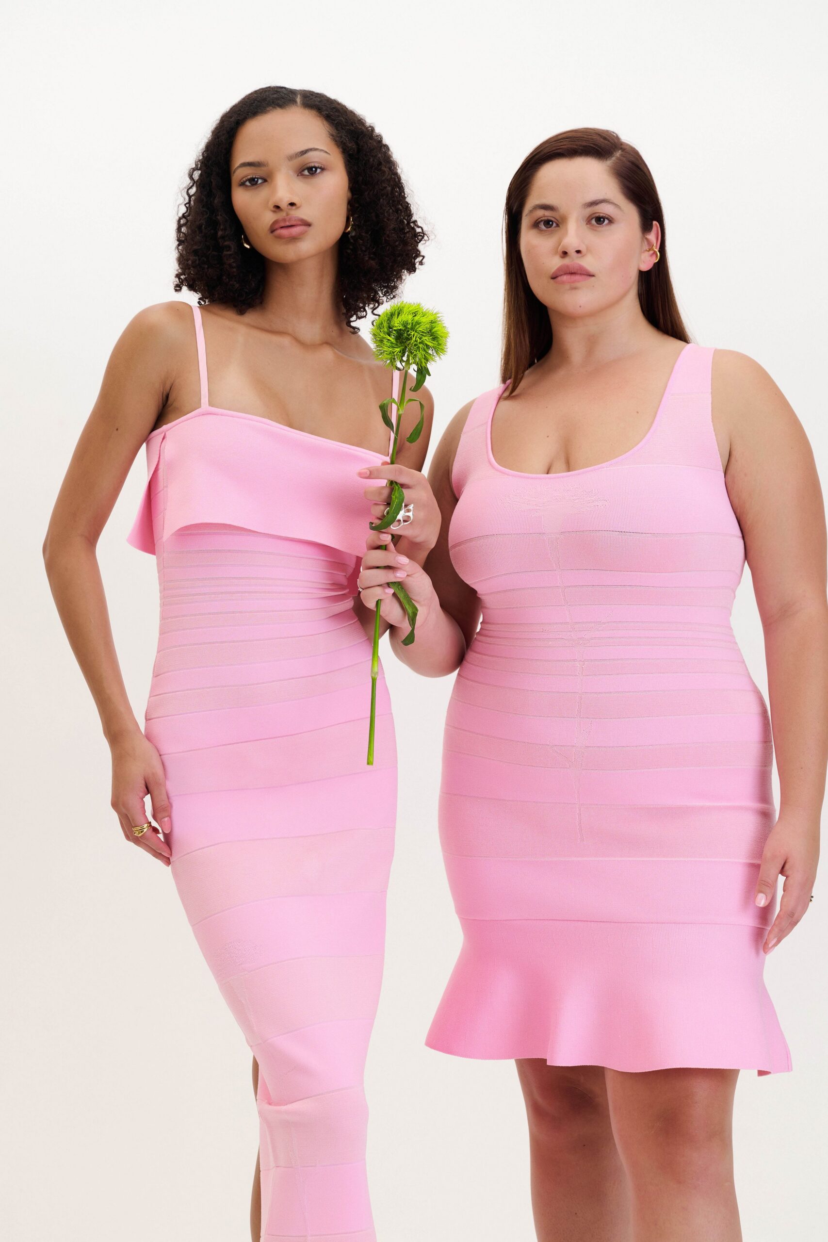 pink fitted midi dresses