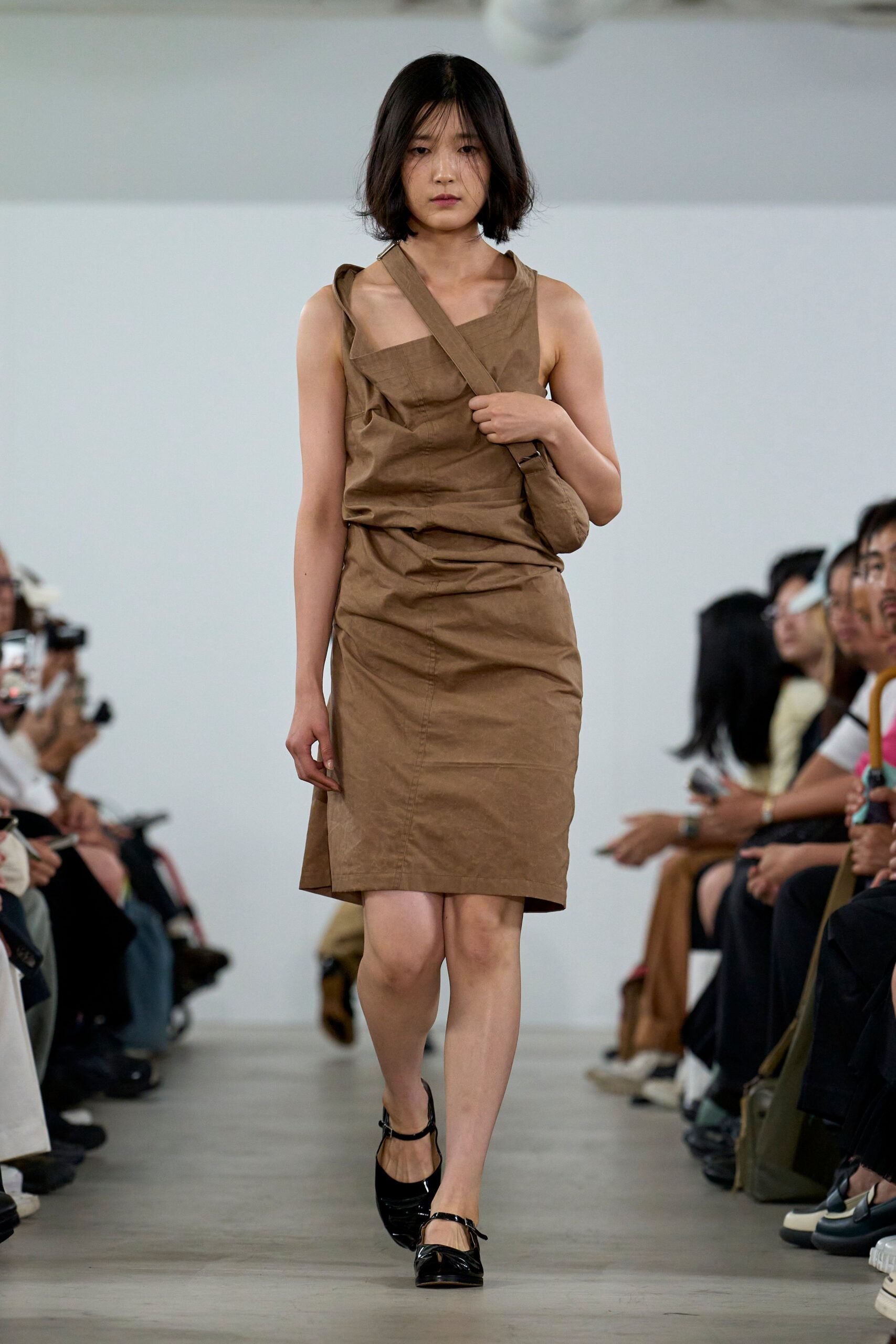 brown fitted mini dress