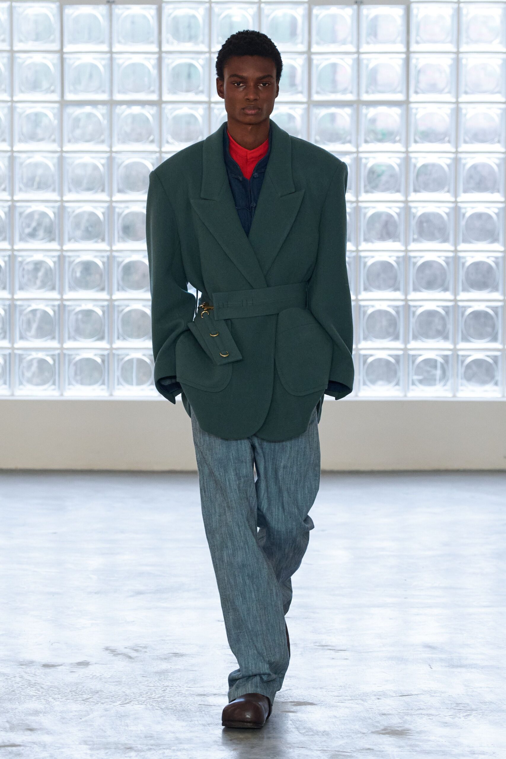 gray linen relaxed straight-leg pants