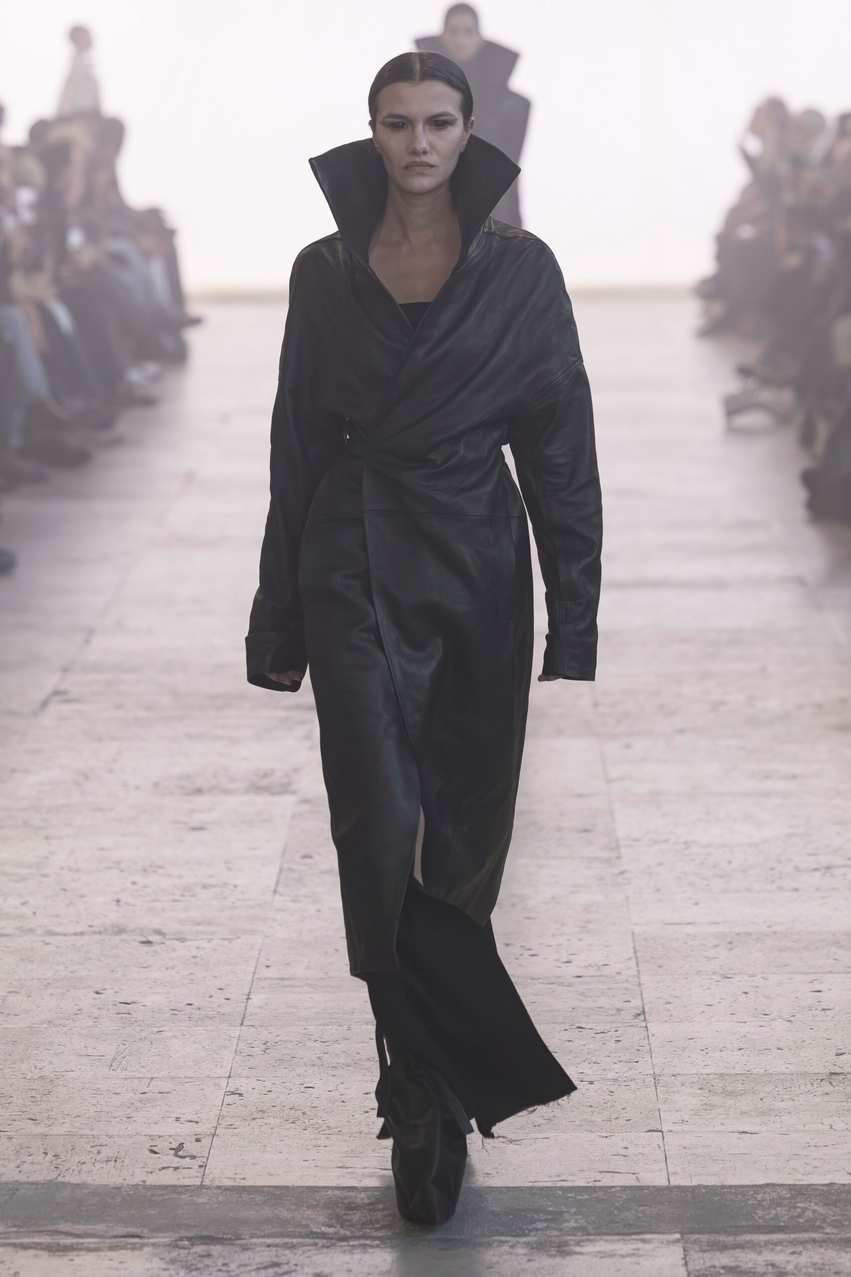 black leather coat and pants