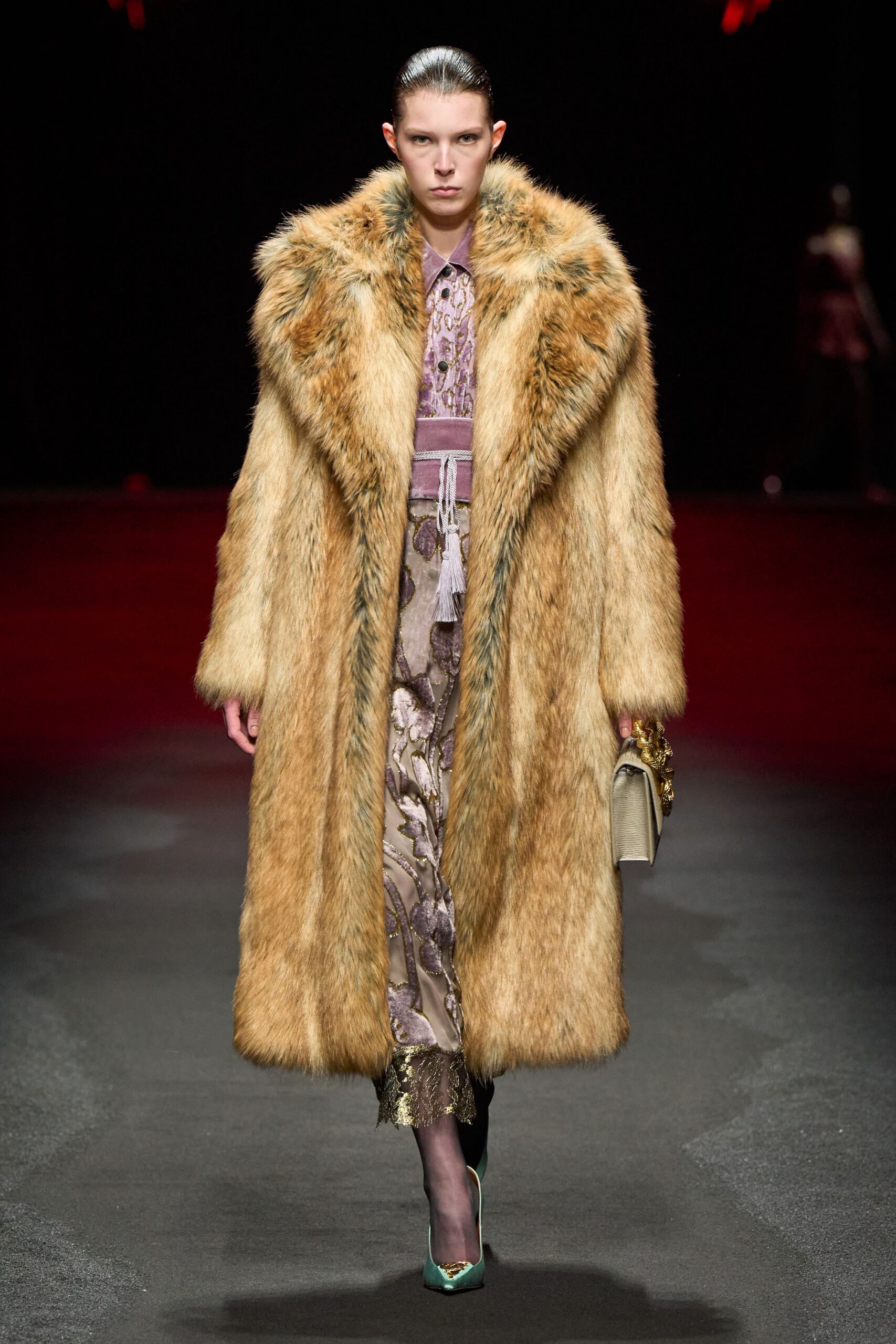 brown fur oversized coat