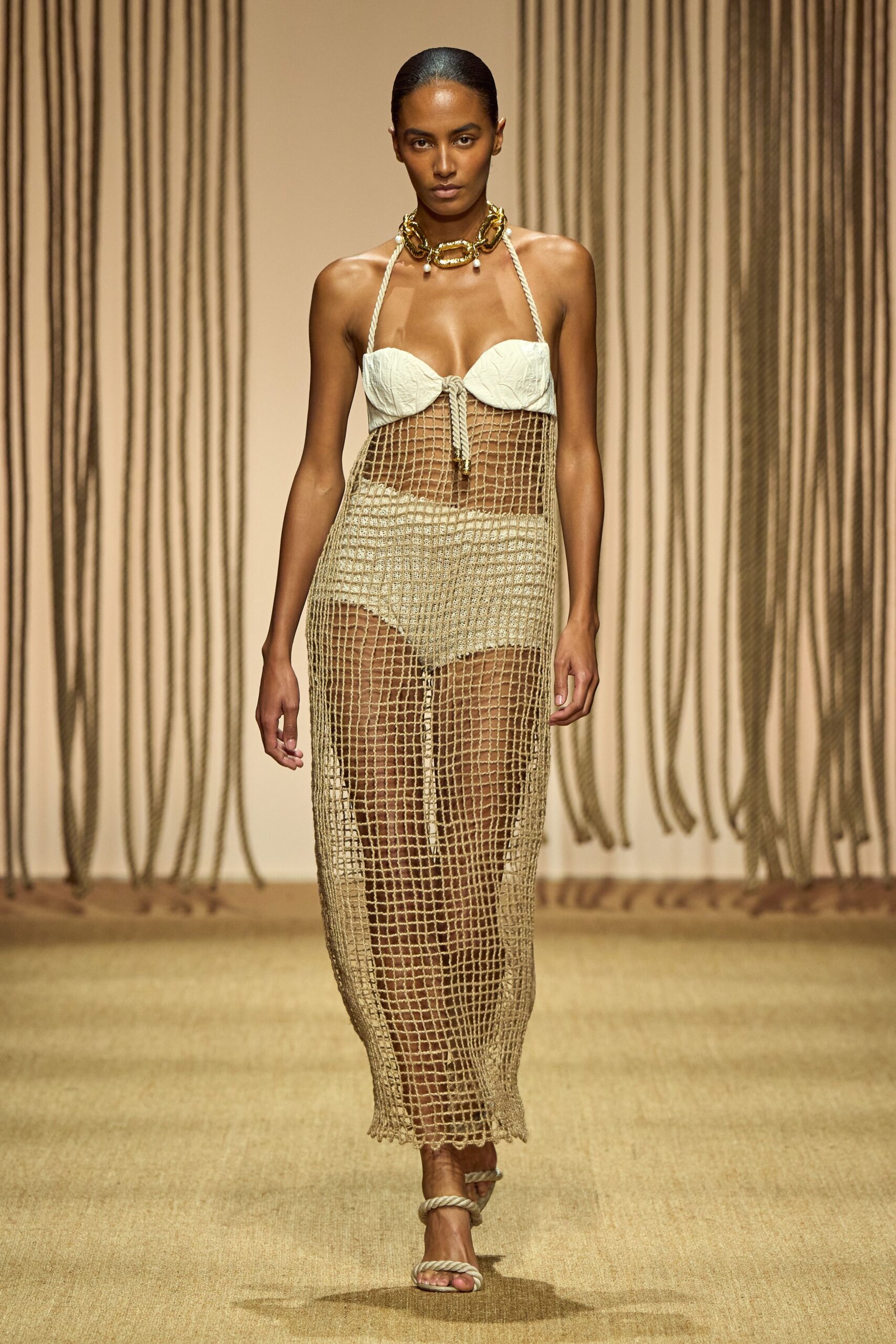 beige mesh sleeveless relaxed layered sheer maxi dress