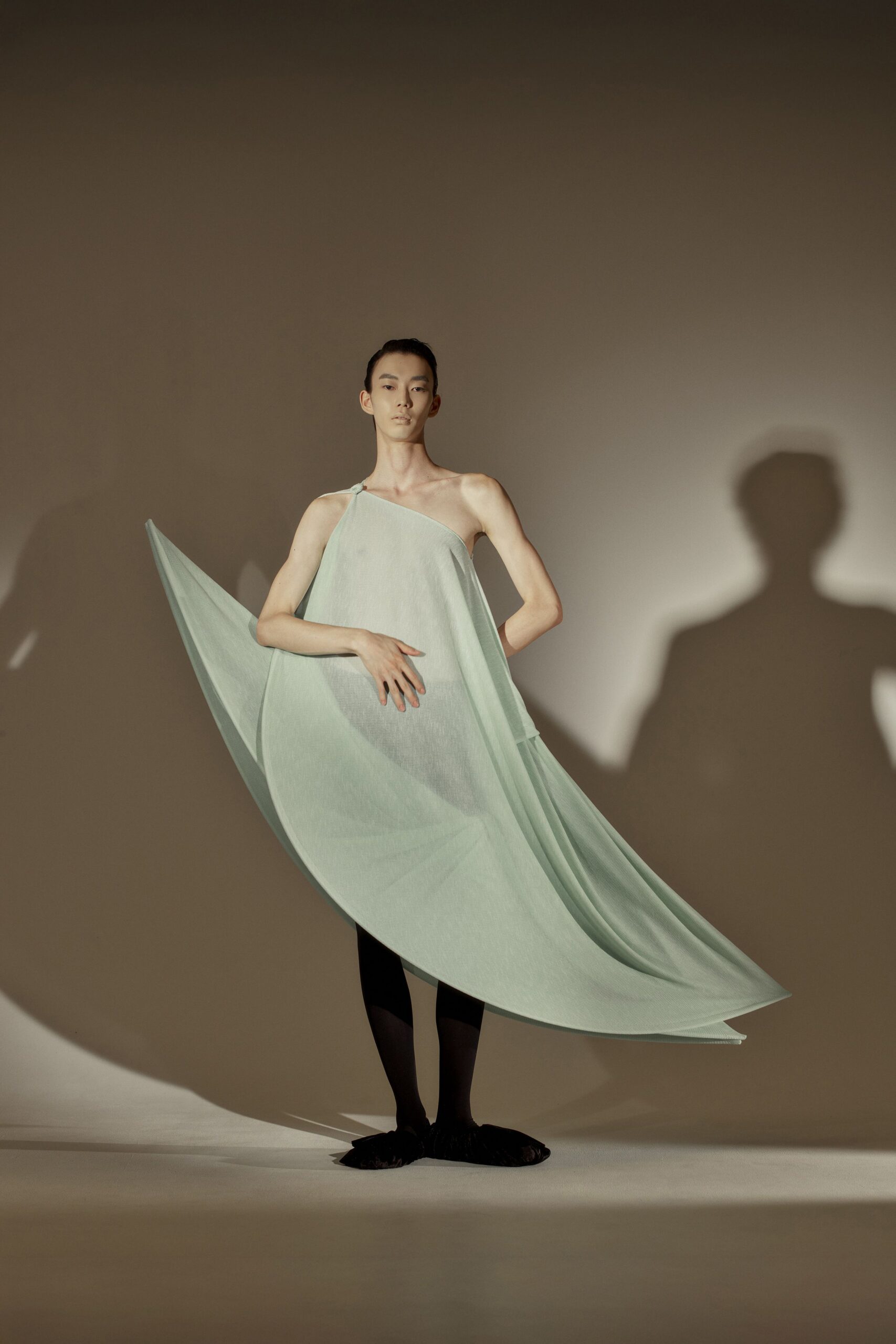 green silk sleeveless asymmetric relaxed flowing midi dress