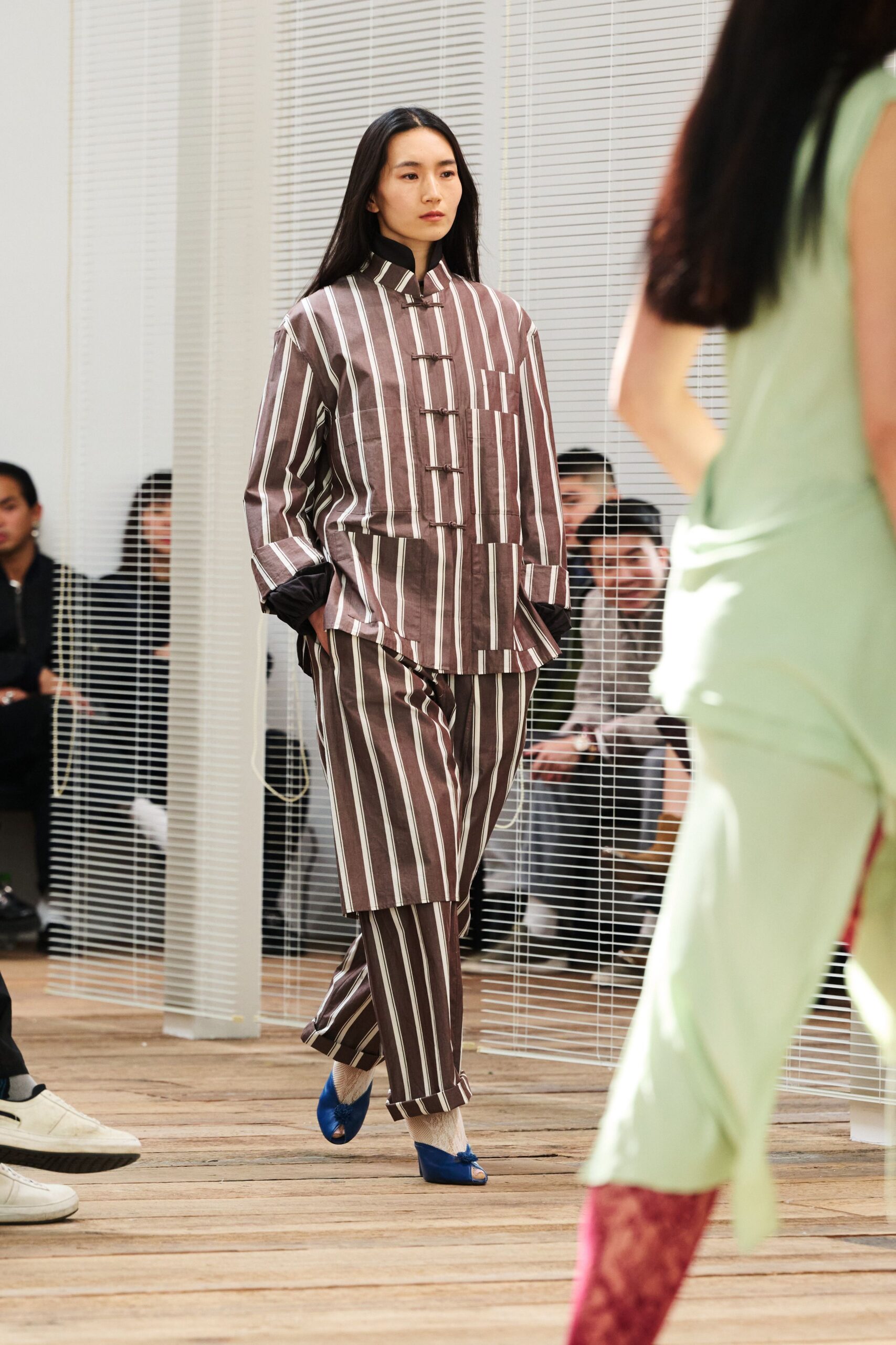 striped brown and white shirt with pants